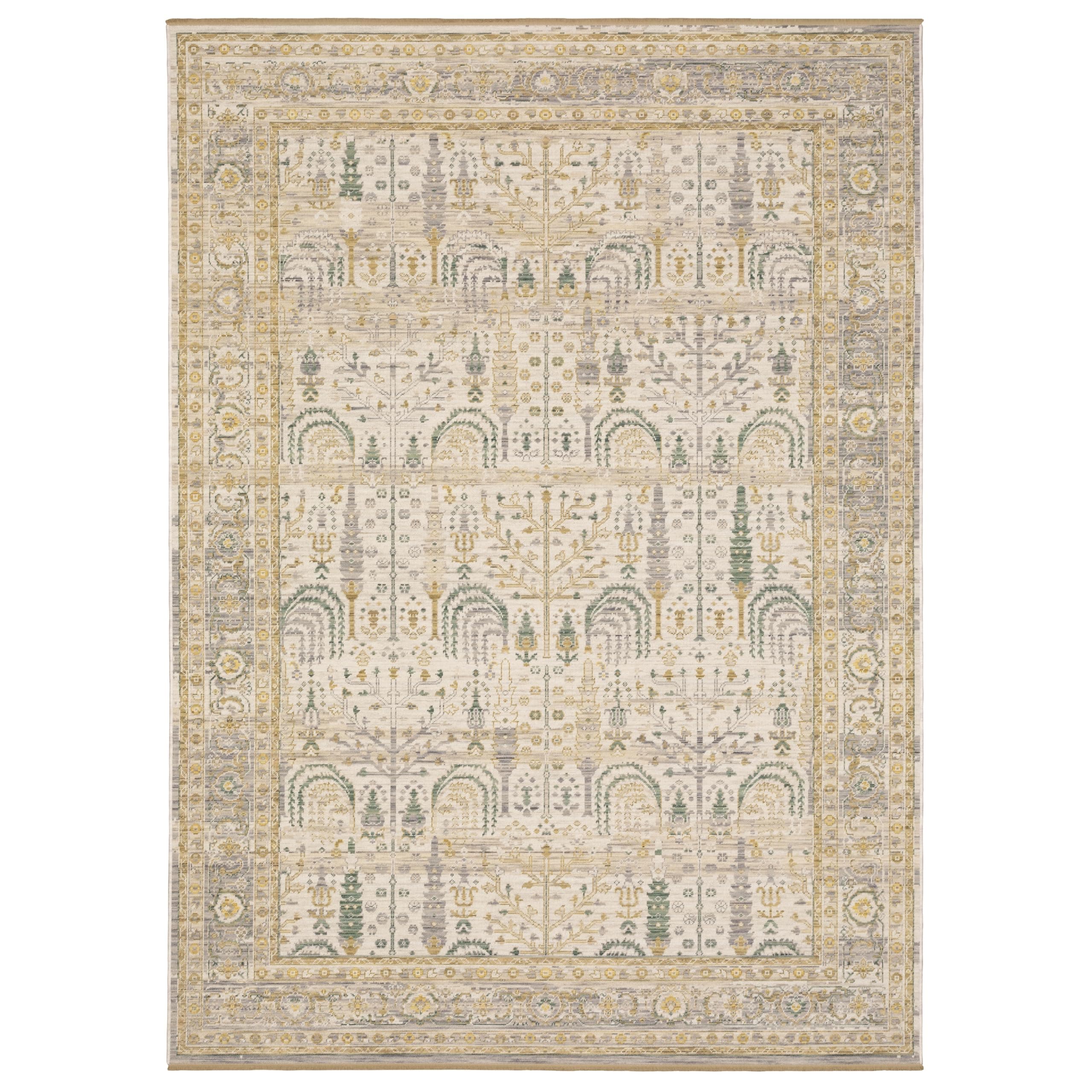 Oriental Weavers Acacia Machine Woven Area Rug - ACA14-2' x 3' - in Beige/Green - Traditional Style Hallway, Entryway, Kitchen, Bathroom Rug
