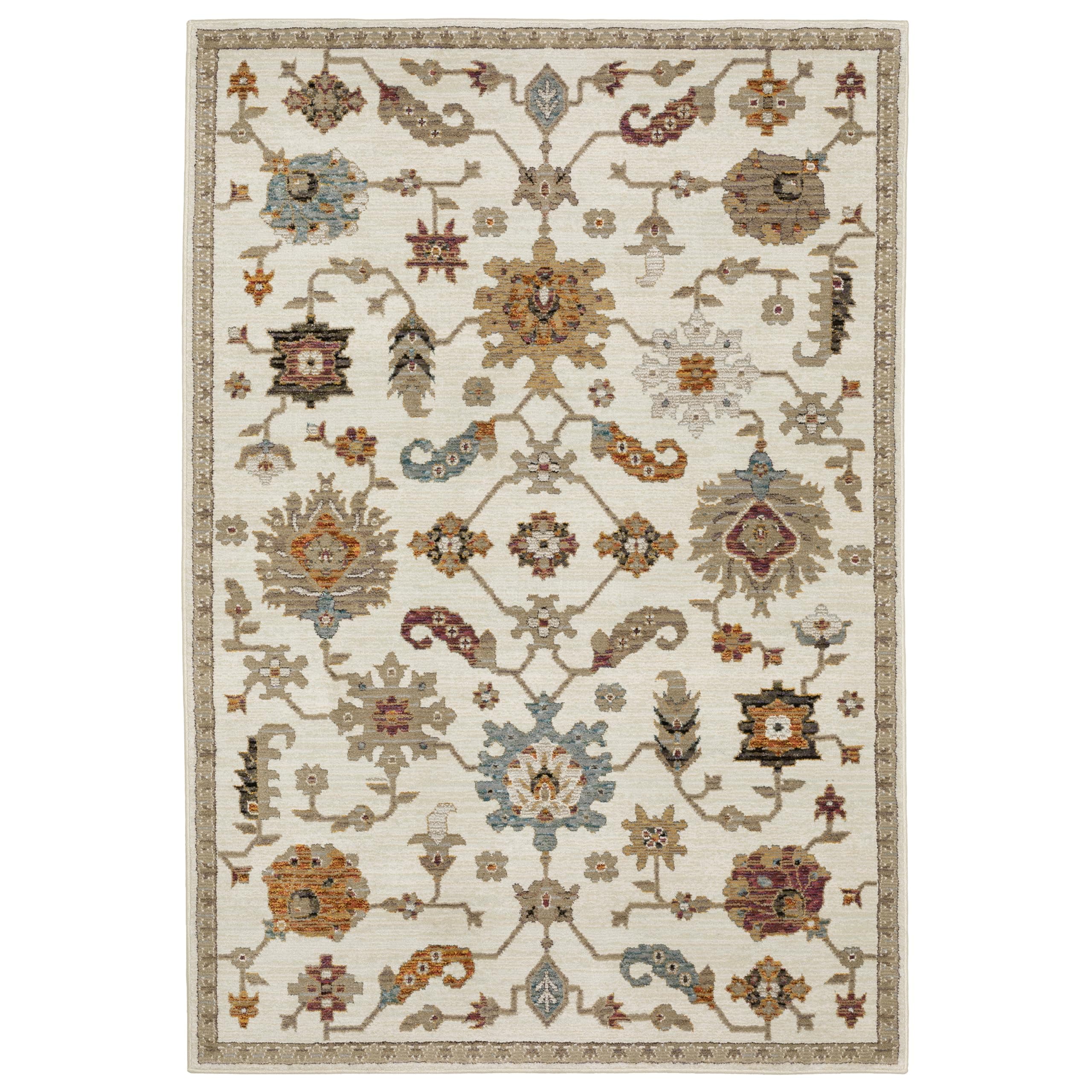 Oriental Weavers Andorra Area Rug - 2419B - 1'10" x 3'2" - in Ivory/Multi - Vintage Inspired, Stain Resistant, Family and Pet Friendly, Entryway, Bathroom Accent Rug
