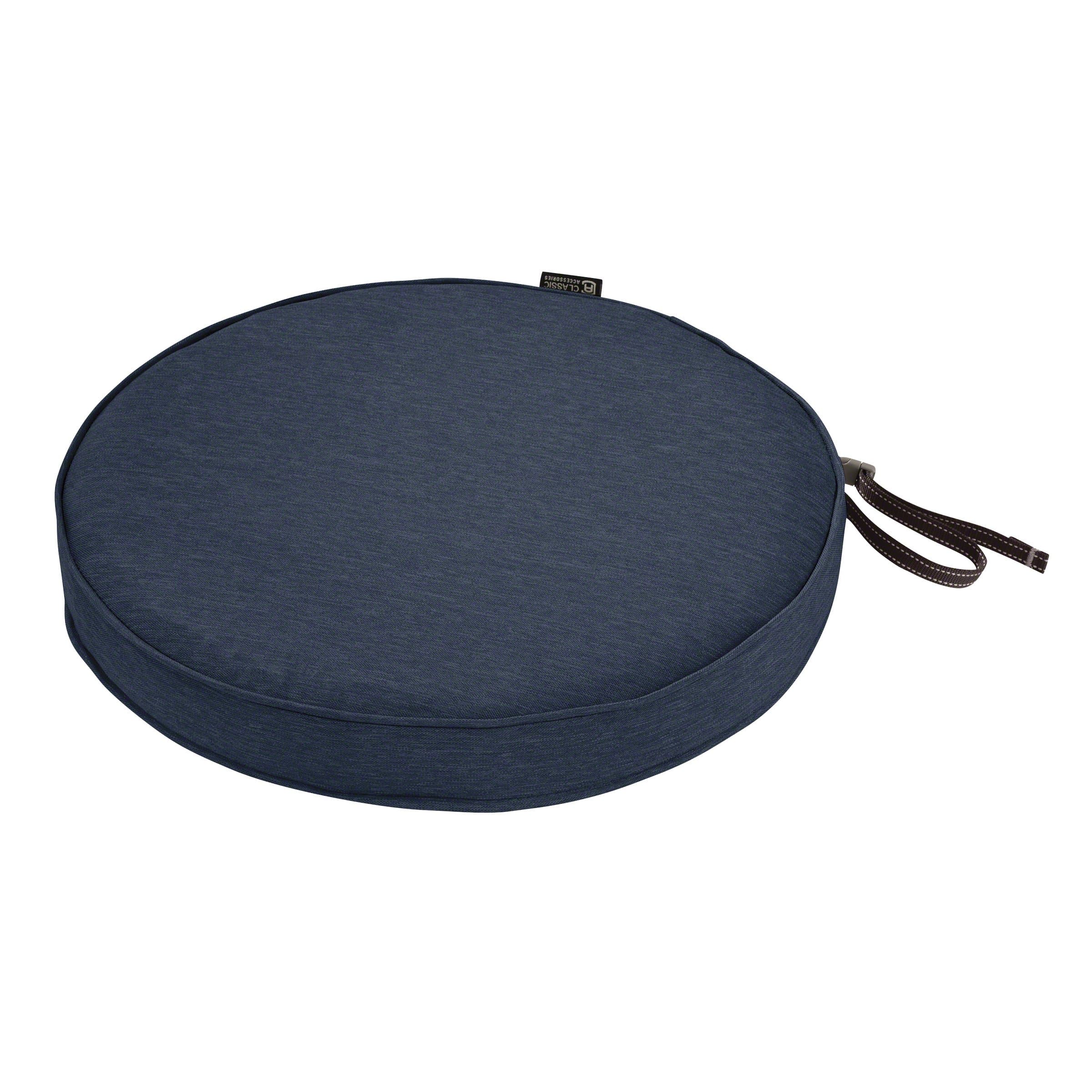 Classic Accessories 62-002-INDIGO-EC Montlake Cushion Foam and Slip Cover, Heather Indigo, 15" diameter round x 2" thick