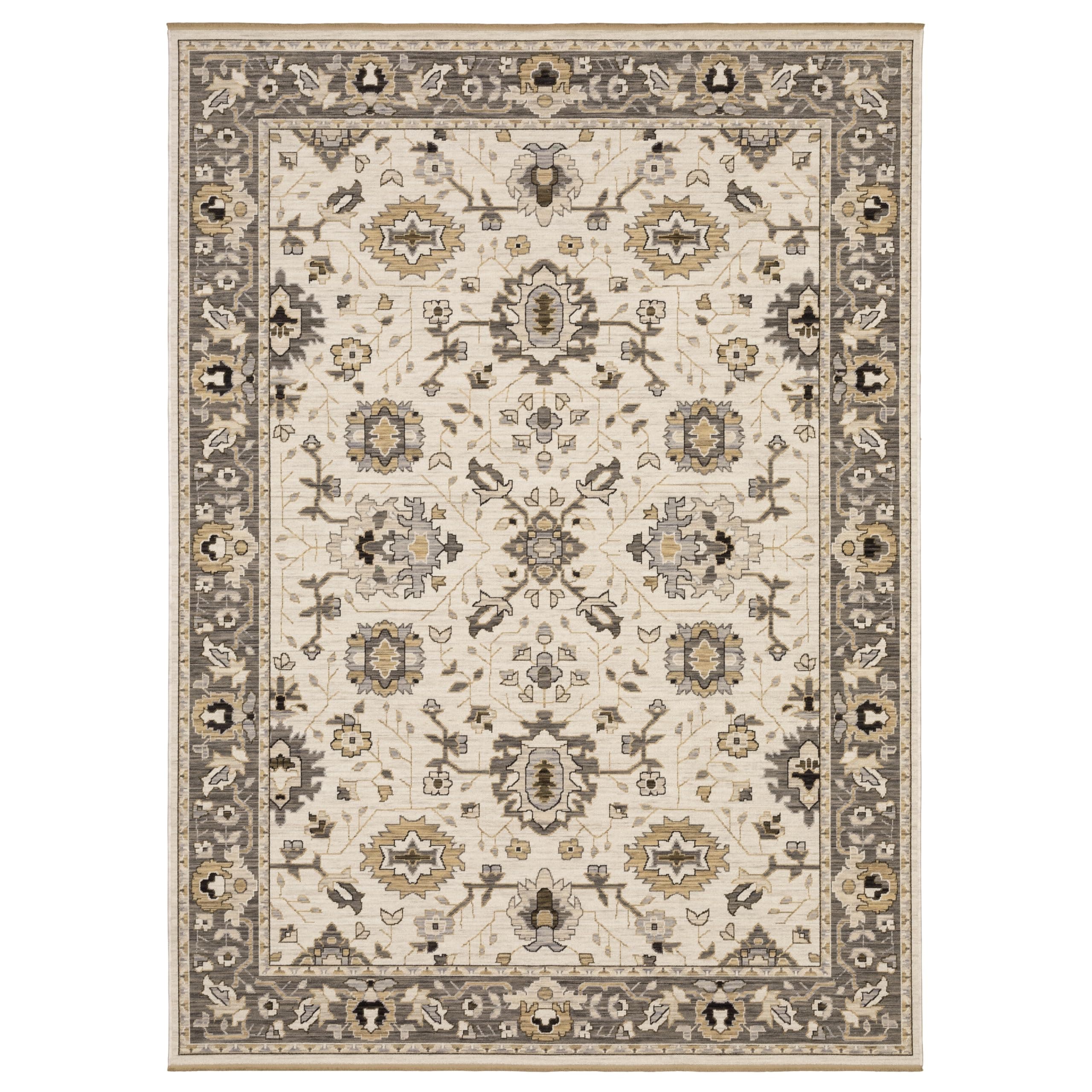 Oriental Weavers Acacia Machine Woven Area Rug - ACA06-3'3" x 5' - in Beige/Grey - Traditional Style Bedroom, Bathroom, Entryway Rug