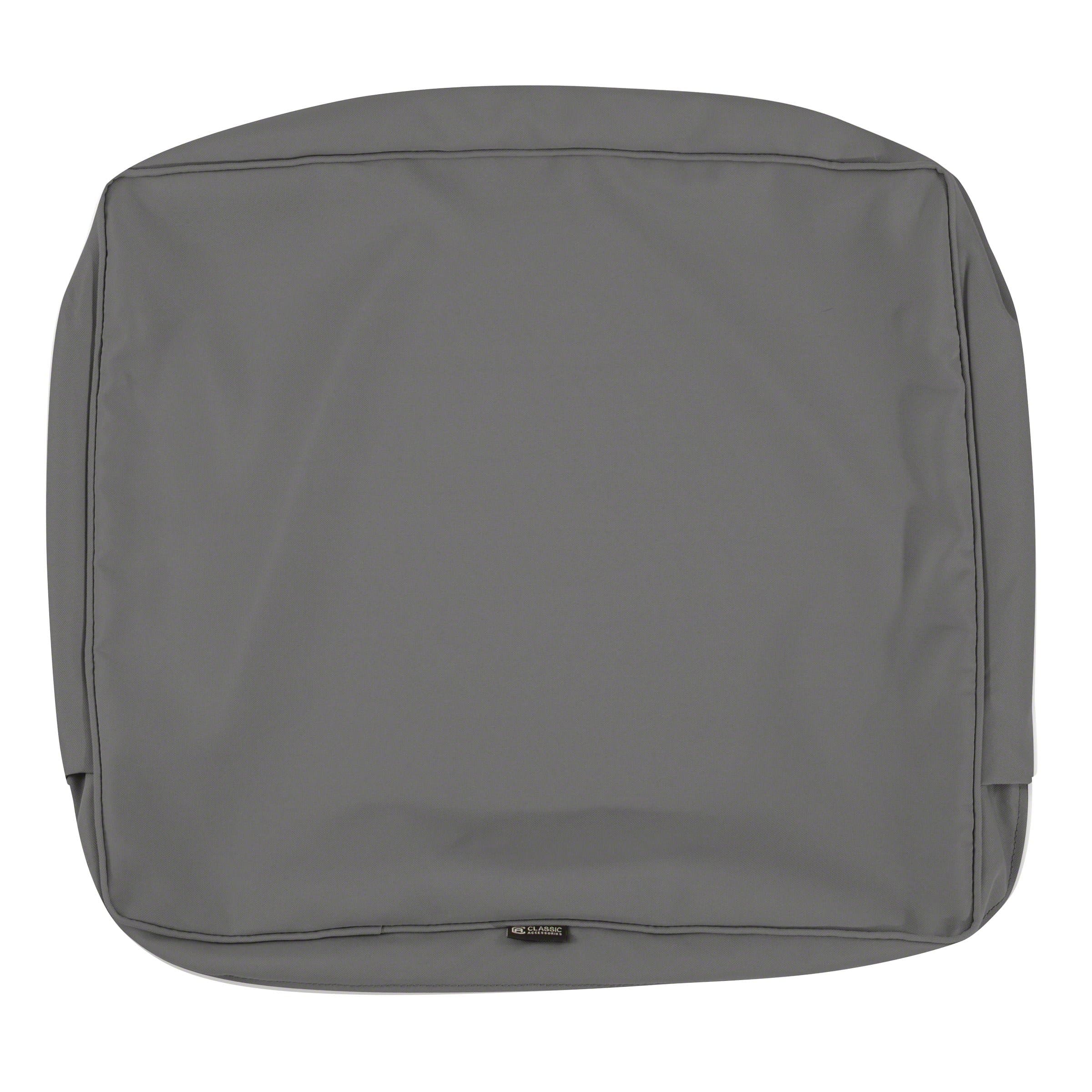 Classic Accessories Montlake Water-Resistant 25 x 22 x 4 Inch Outdoor Back Cushion Slip Cover, Patio Furniture Cushion Cover, Light Charcoal Grey, Patio Furniture Cushion Covers