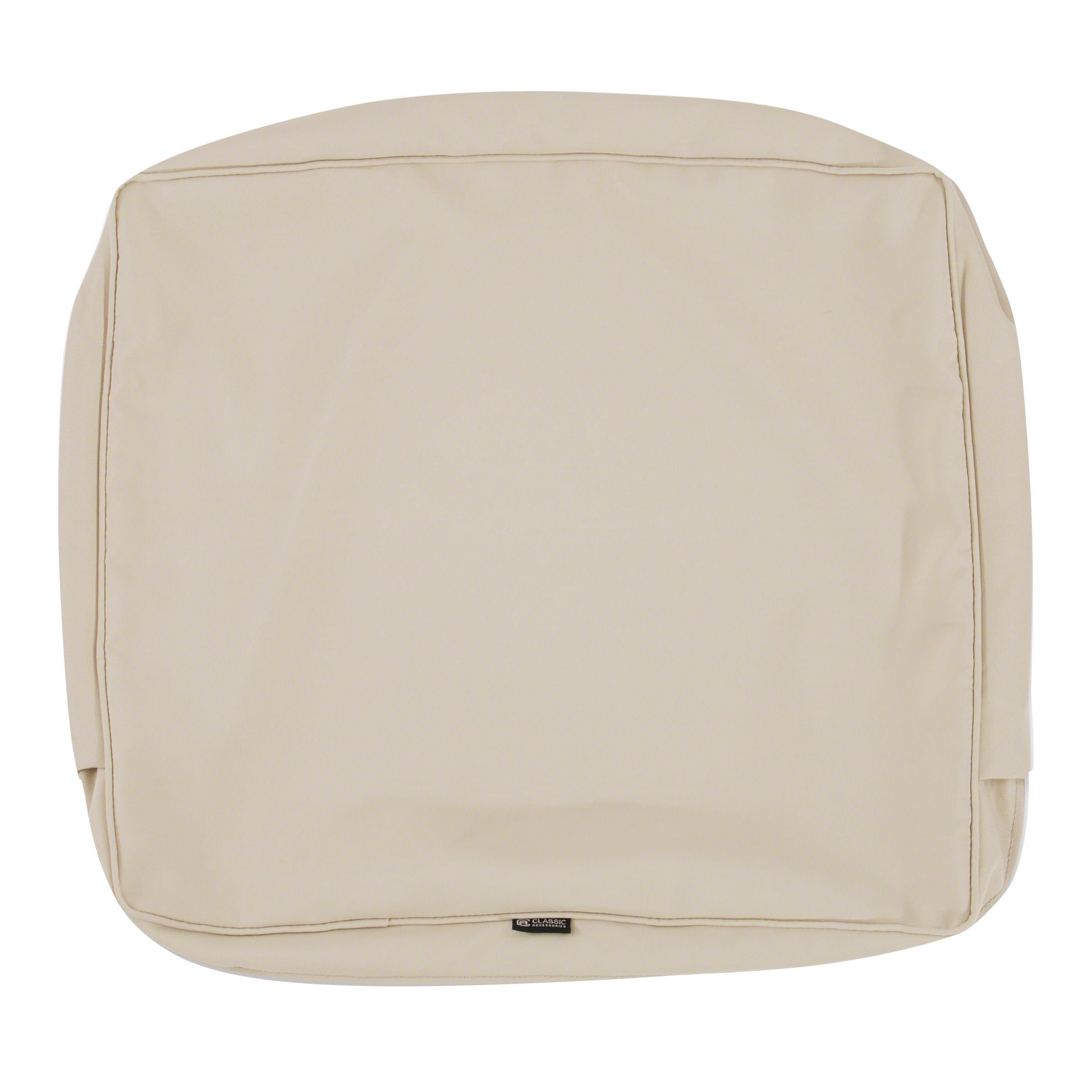 Classic Accessories Montlake Patio Back Cushion Slip Cover, Antique Beige, 21x20x4