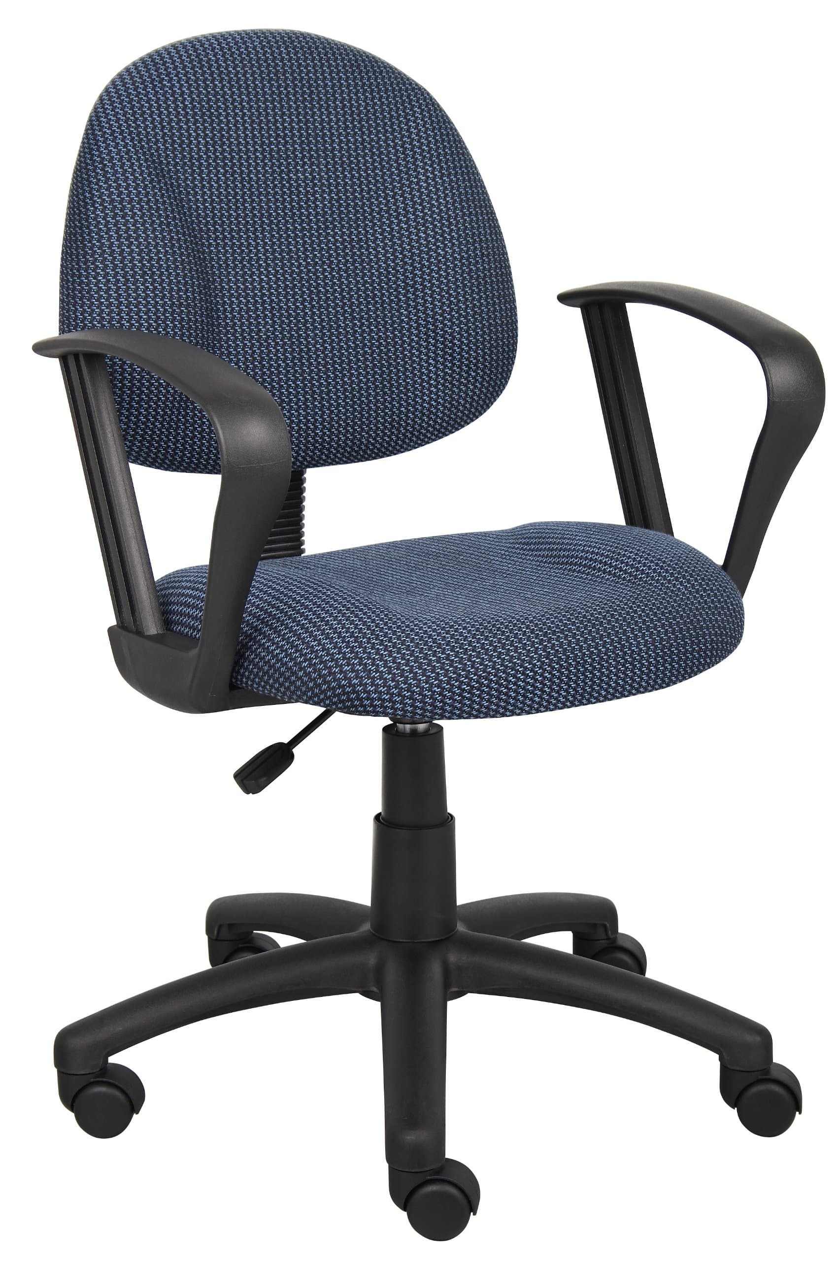 Boss Office Products Perfect Posture Delux Fabric Task Chair with Loop Arms in Blue, Low-Back (B317-BE)