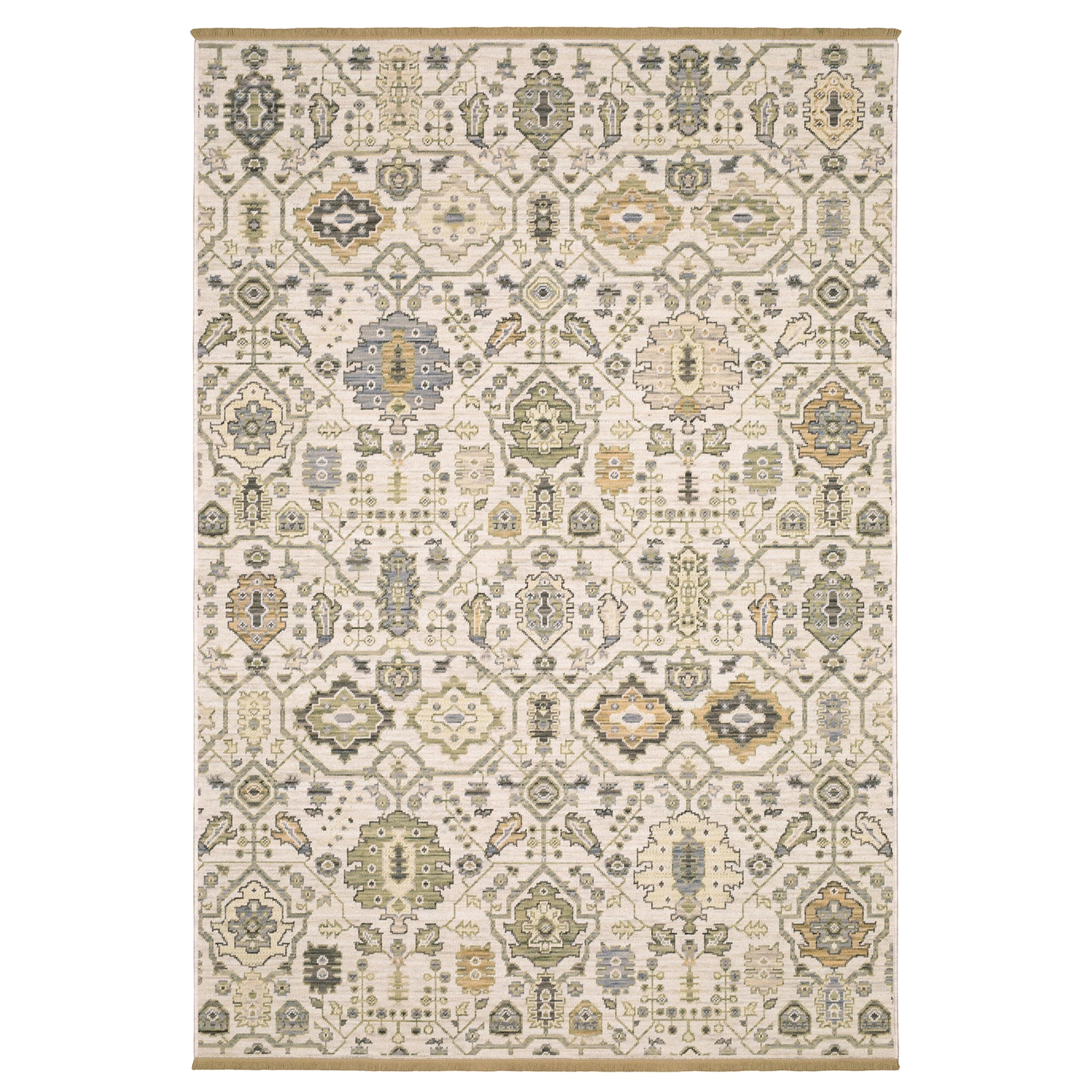 Oriental Weavers Acacia ACA16 - Machine Woven Area Rug - 3'3" x 5' - in Ivory/Gold - Traditional Style Bedroom, Bathroom, Entryway Rug