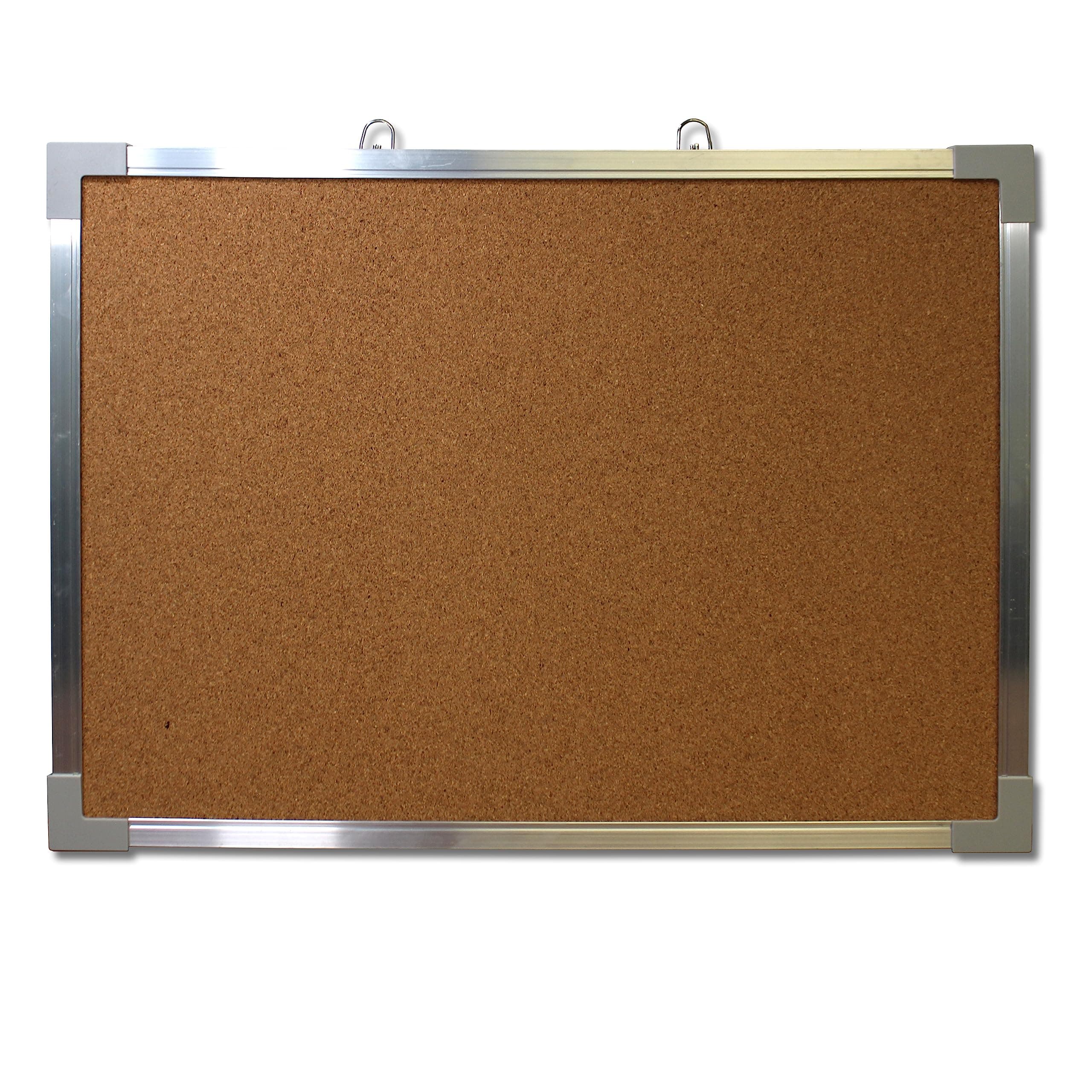 Flipside Products 18" x 24" (1.5' x 2') Cork Bulletin Board, Silver Aluminum Framed, Message and Vision Board, Memo Pin, Hanging Wall Mounted