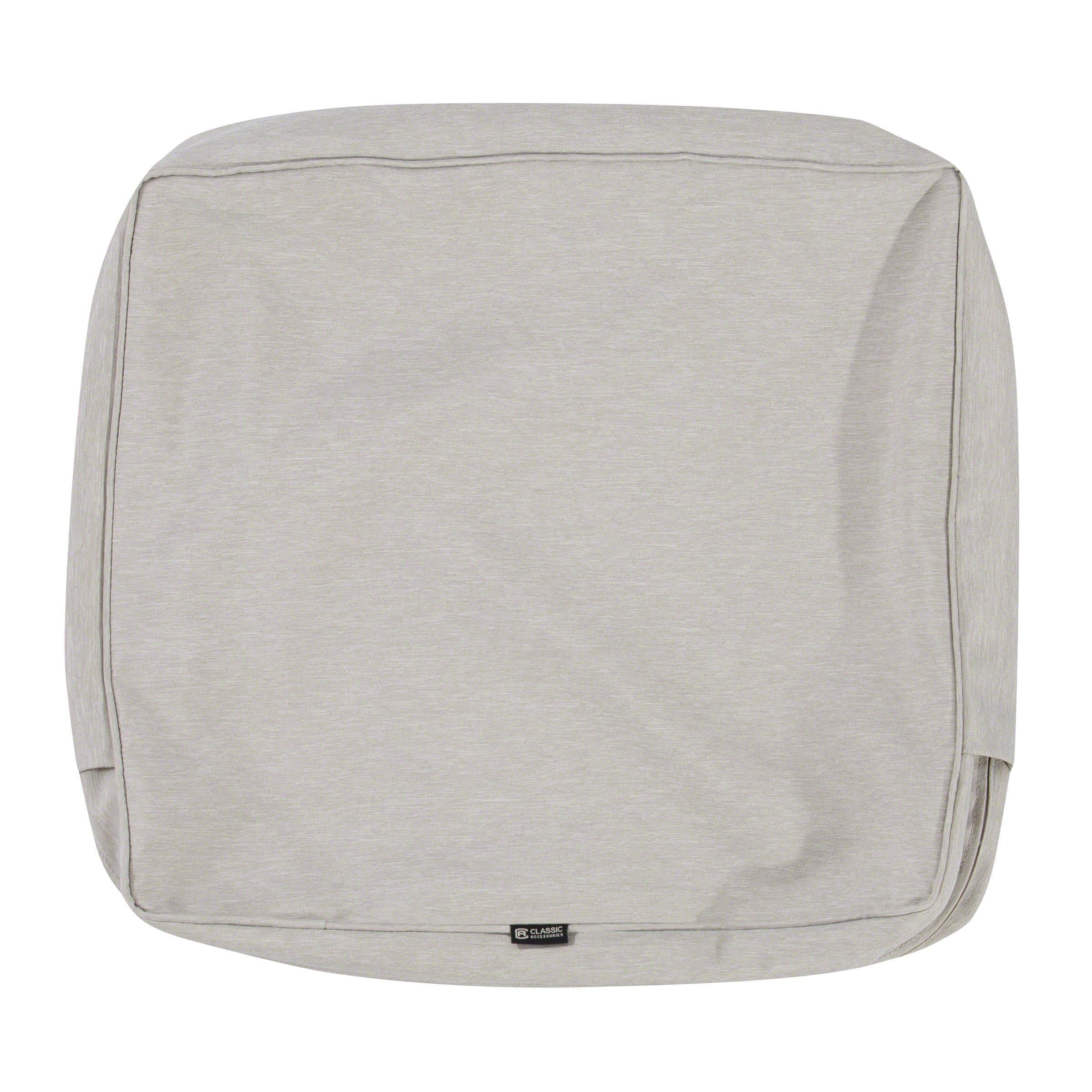 Classic Accessories Montlake Water-Resistant 21 x 20 x 4 Inch Outdoor Back Cushion Slip Cover, Patio Furniture Cushion Cover, Heather Grey, Patio Furniture Cushion Covers