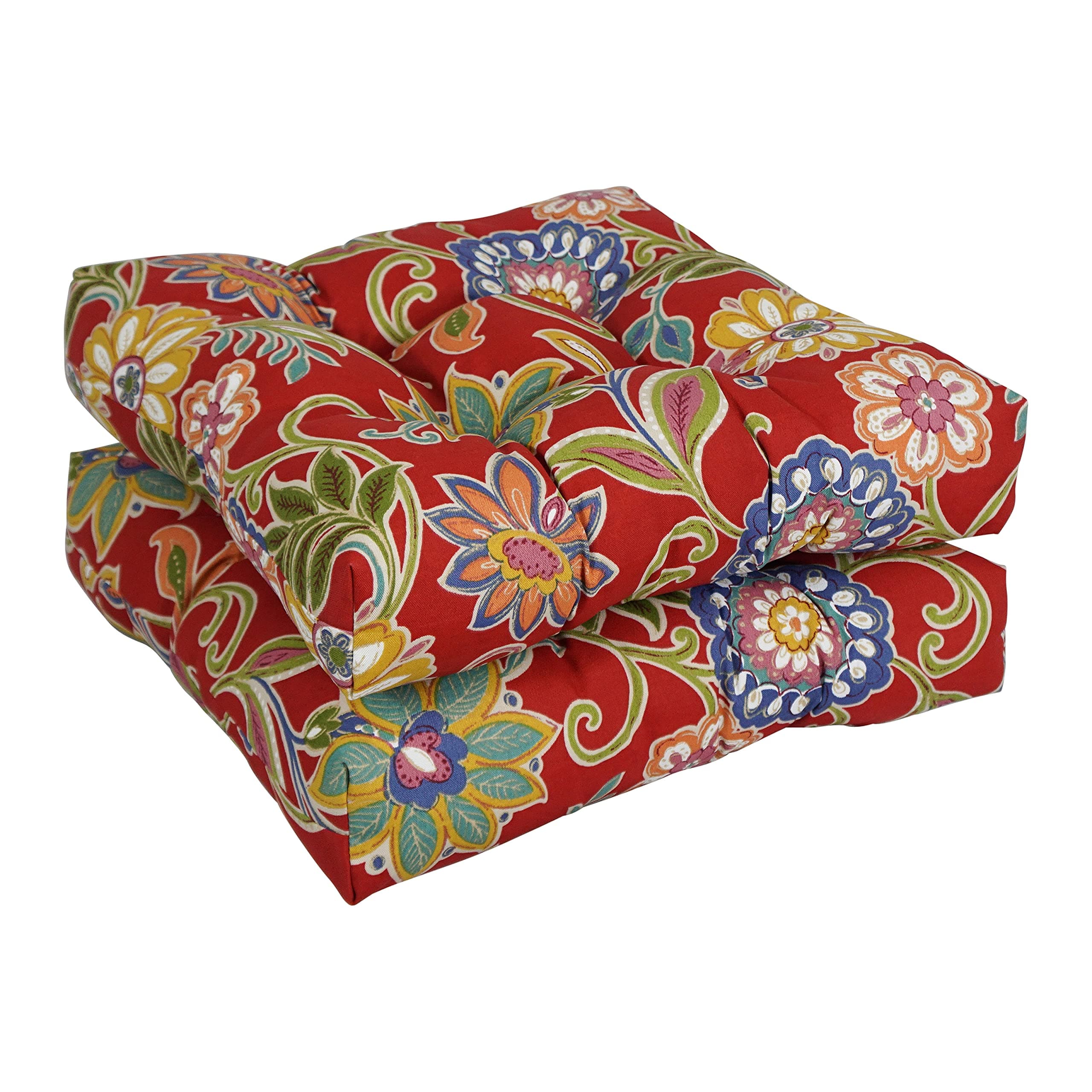 Blazing Needles 19-inch Outdoor Square Chair Cushion, 19" x 19", Alenia Pompeii 2 Count