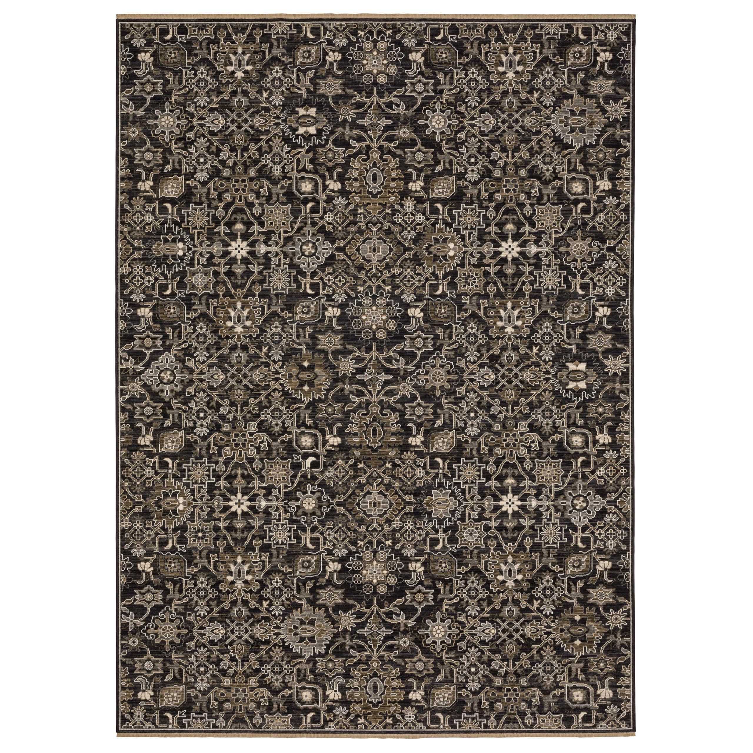 Oriental Weavers Acacia Machine Woven Area Rug - ACA05-3'3" x 5' - in Charcoal//Tan - Traditional Style Bedroom, Bathroom, Entryway Rug