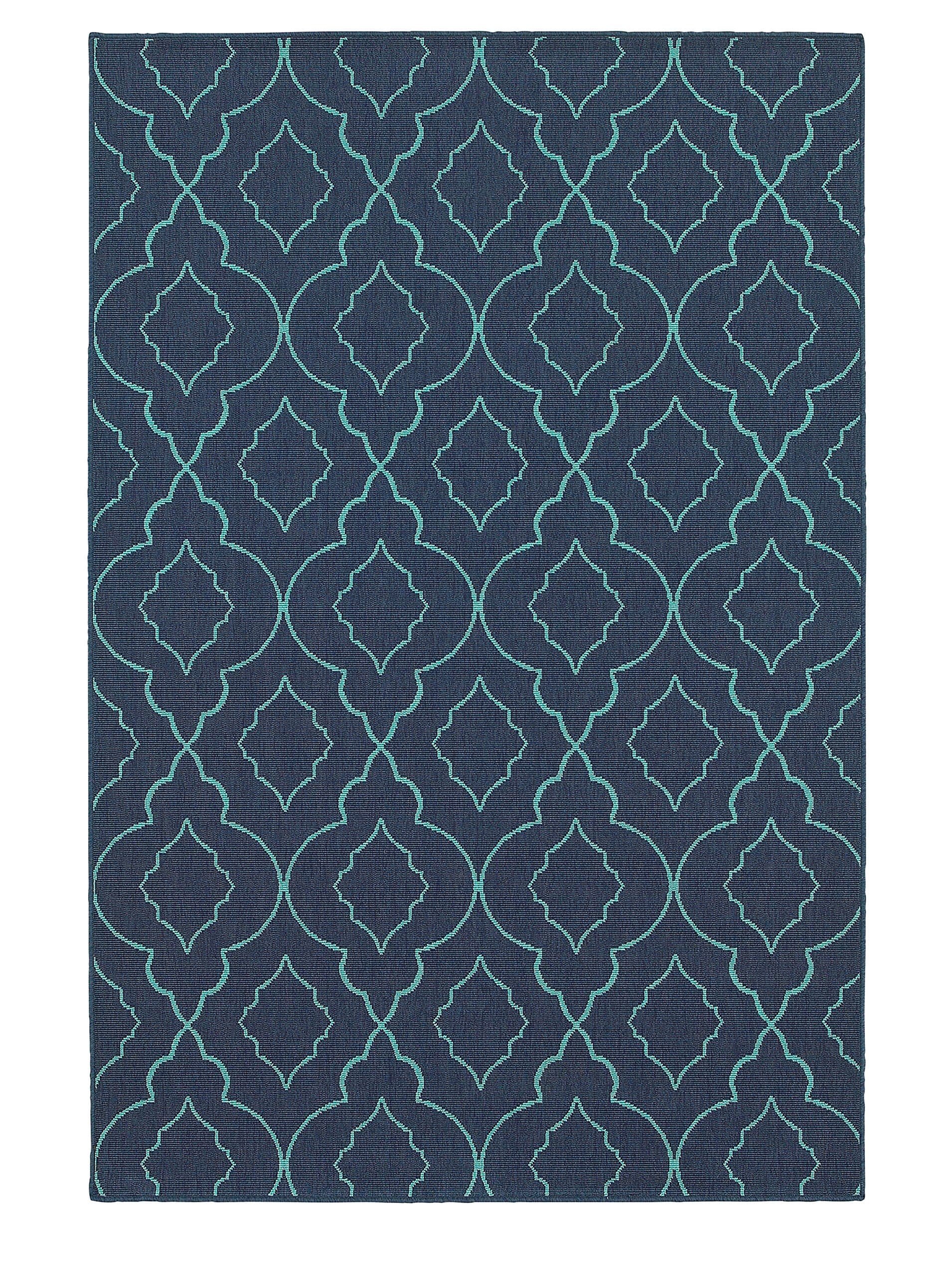 Granville Rugs Loggia Indoor/Outdoor Rug, Navy/Blue, 2' 3" x 7' 6" Runner