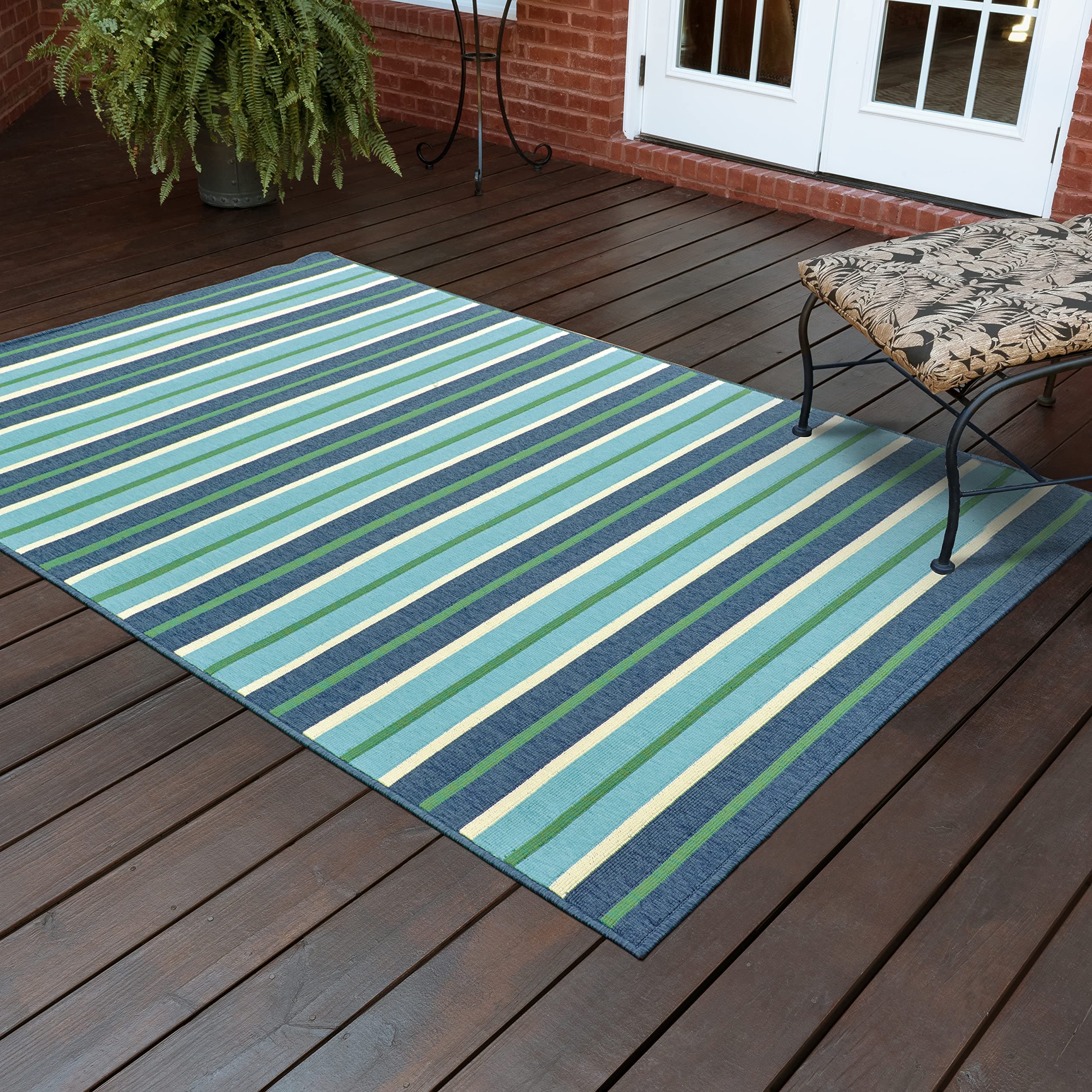 Oriental Weavers Meridian 5'3" x 7'6" Machine Woven Rug in Blue
