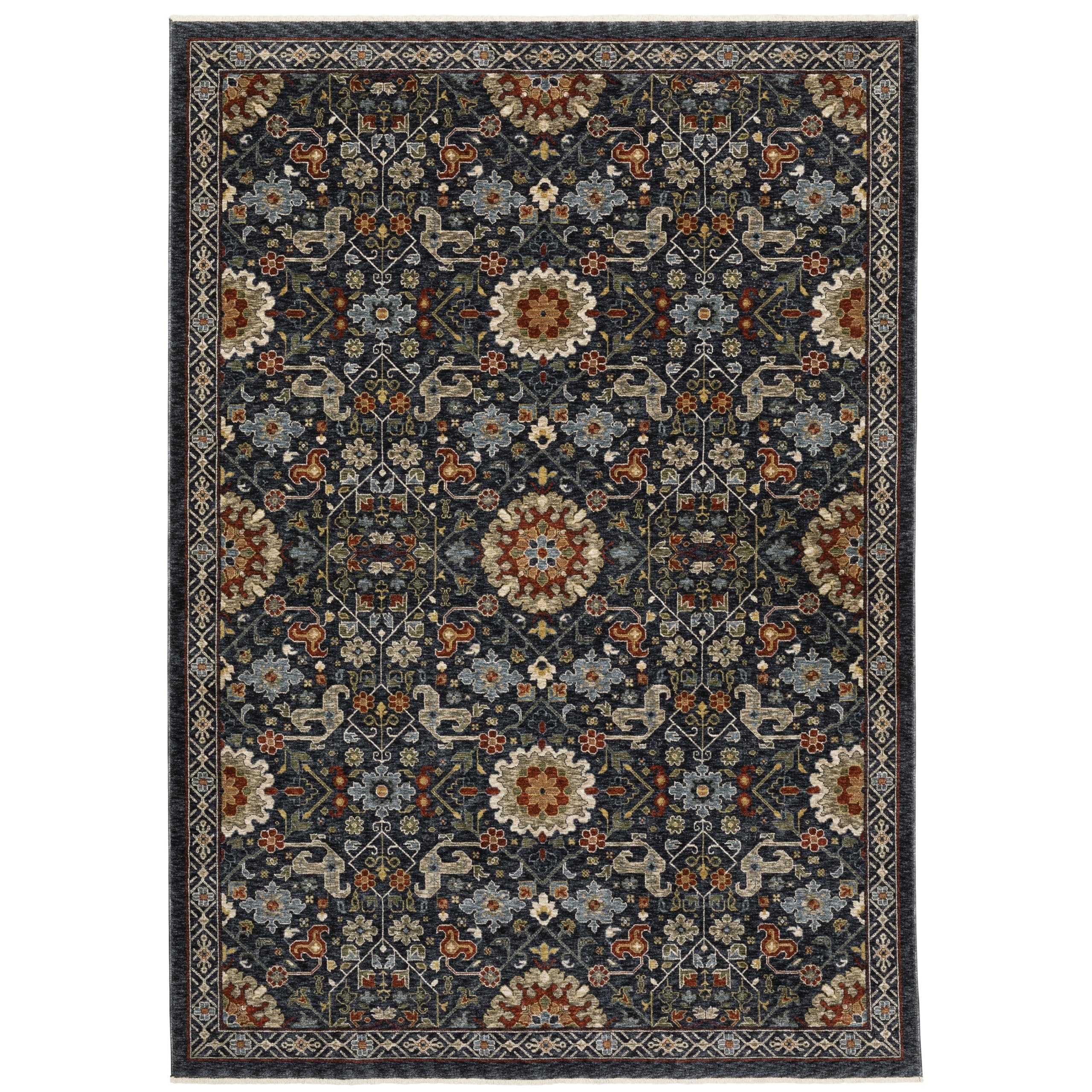 Oriental Weavers Aberdeen Area Rug - 006B1-3'3" x 5' - in Blue/Multi - Vintage Inspired, Stain Resistant, Family and Pet Friendly, Entrway, Bedroom Rug