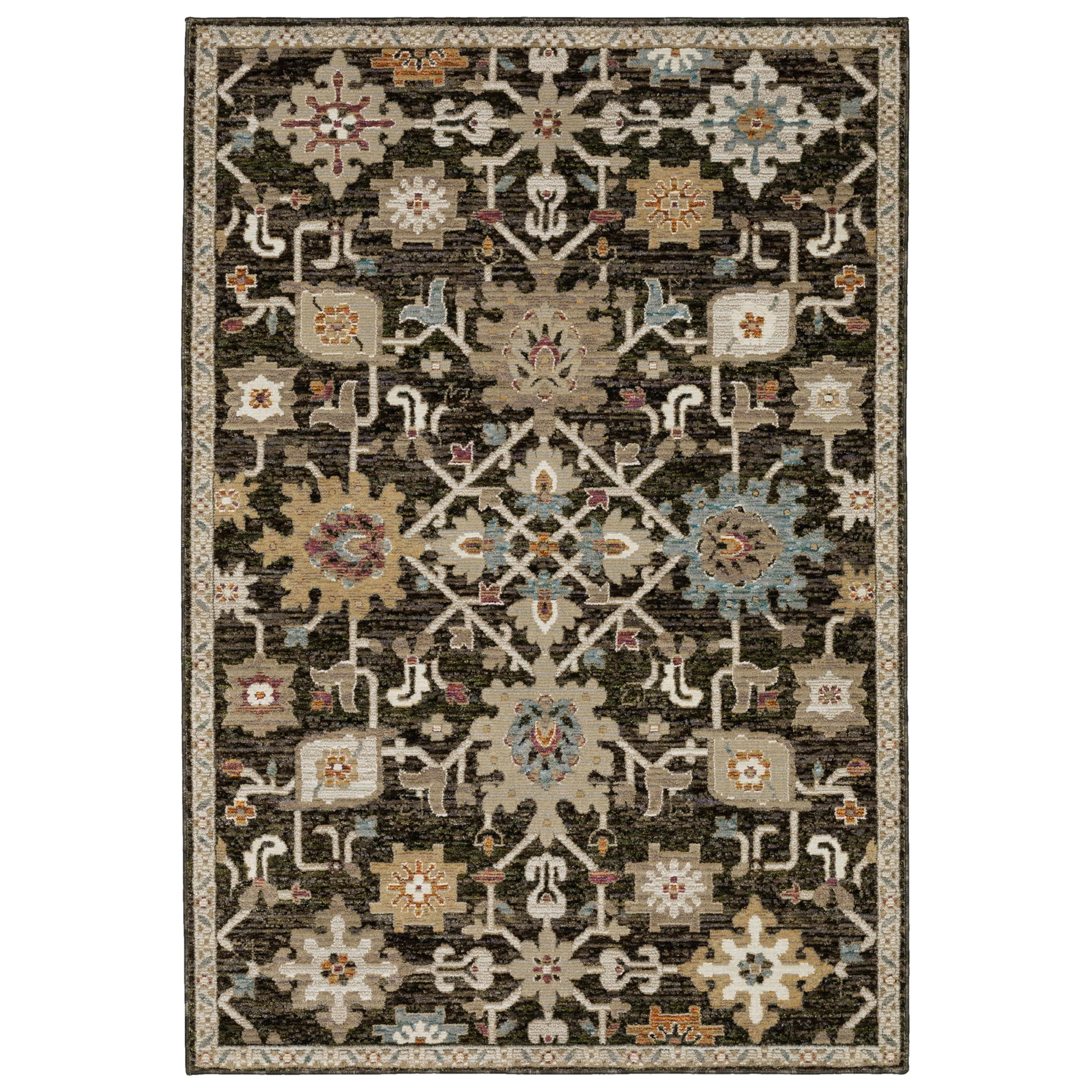 Oriental Weavers Andorra Area Rug - 2396B - 1'10" x 3'2" - in Brown/Multi - Vintage Inspired, Stain Resistant, Family and Pet Friendly, Entryway, Bathroom Accent Rug