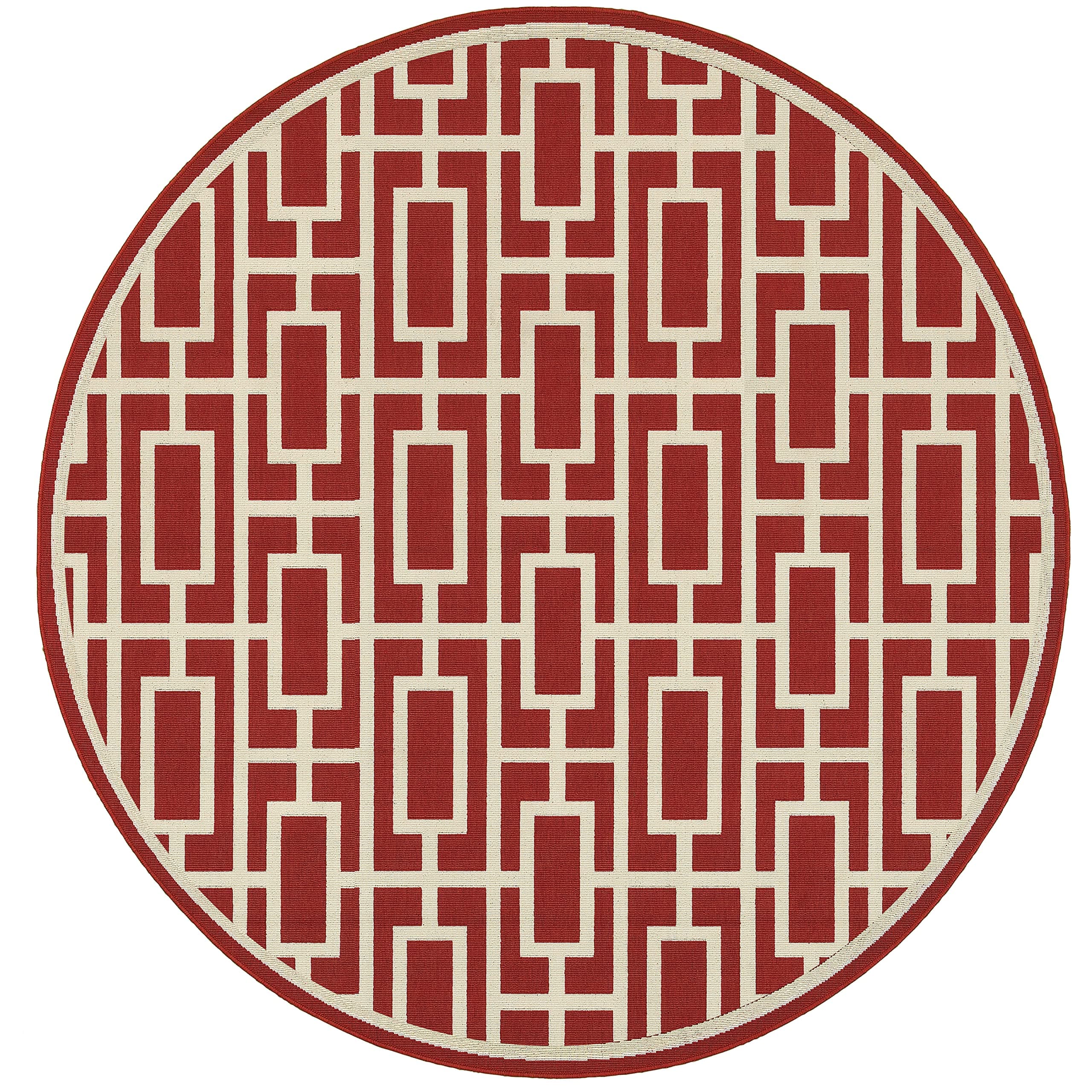 Oriental Weavers Meridian 7'10" Round Machine Woven Rug in Red