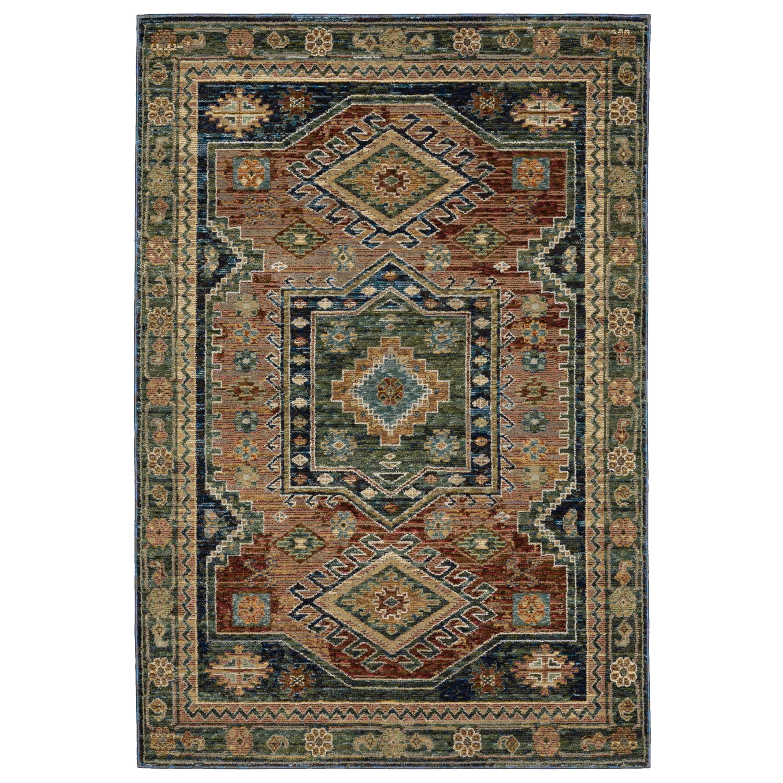 Oriental Weavers Andorra Area Rug - 2442A - 1'10" x 3'2" - in Blue/Multi - Vintage Bohemian Style, Stain Resistant, Family and Pet Friendly, Entryway, Bathroom Accent Rug