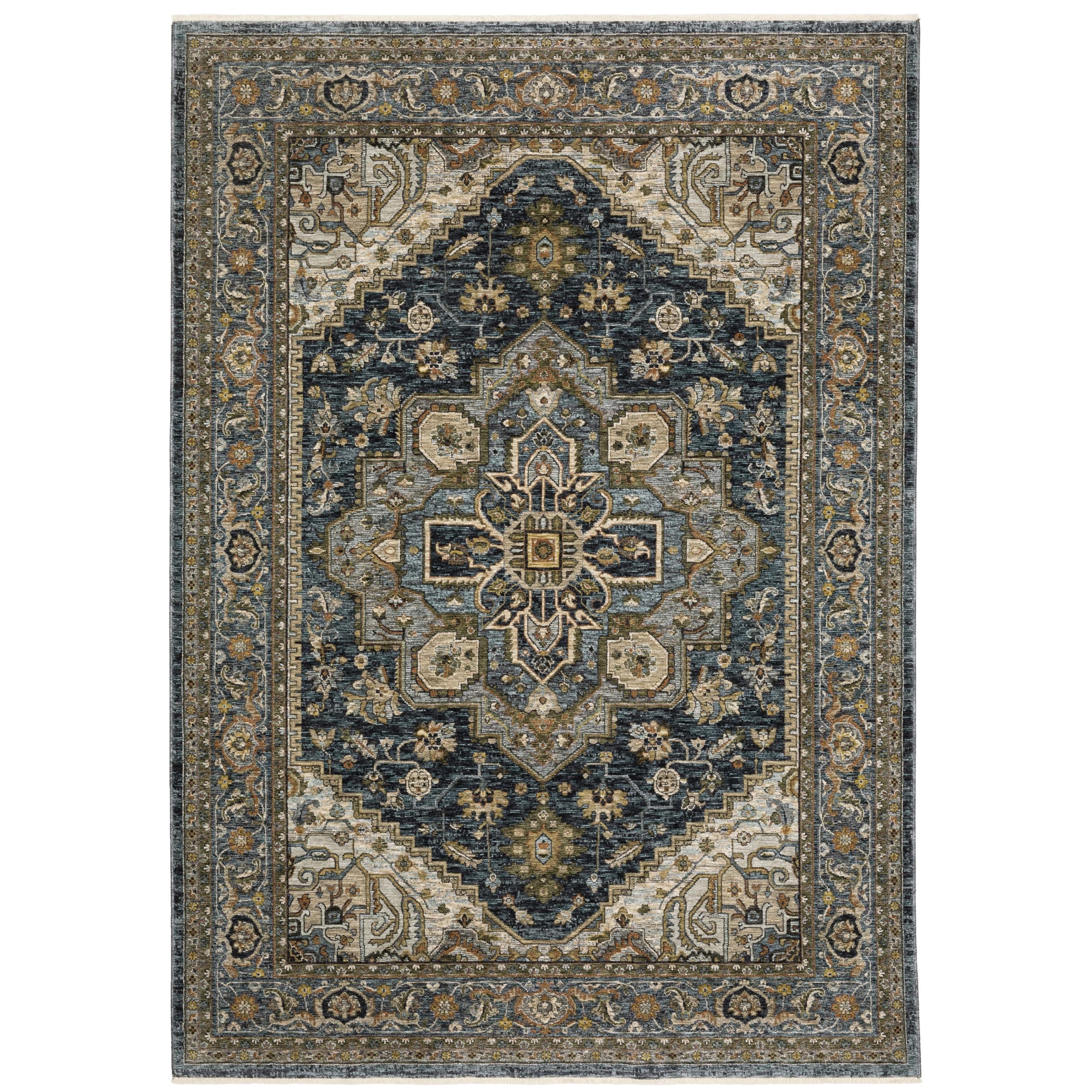Oriental Weavers Aberdeen Area Rug - 1144Q - 2' x 3' - in Blue/Taupe - Vintage Inspired, Stain Resistant, Family and Pet Friendly, Entryway, Bathroom Accent Rug