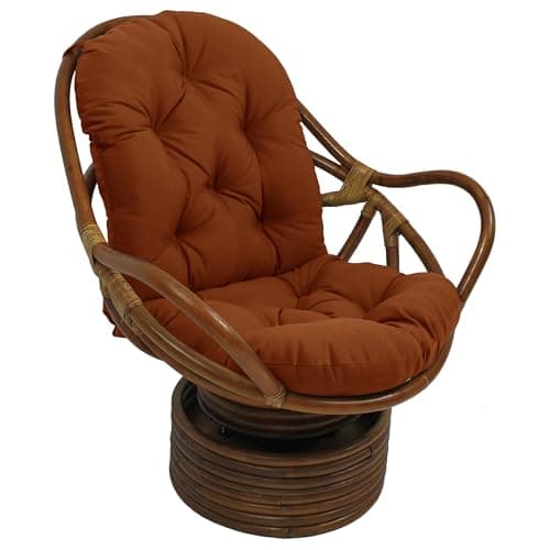 Blazing Needles Solid Outdoor Spun Polyester Swivel Rocker Cushion, 48" x 24", Cinnamon