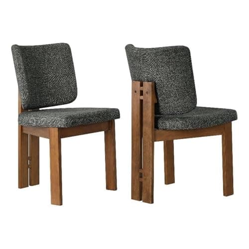 Modway Alba Set of 2 Armless Upholstered Dining Chairs in Charcoal – Curved Fabric Accent Chairs for Dining Room Or Kitchen