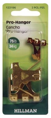 Hillman AnchorWire Brass-Plated Gold Professional Picture Hanger 75 lb. 2 pk Brass