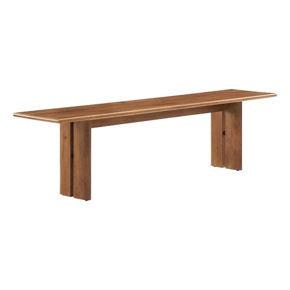 Modway Amistad 72" Solid Wood Modern Farmhouse Dining Bench in Walnut