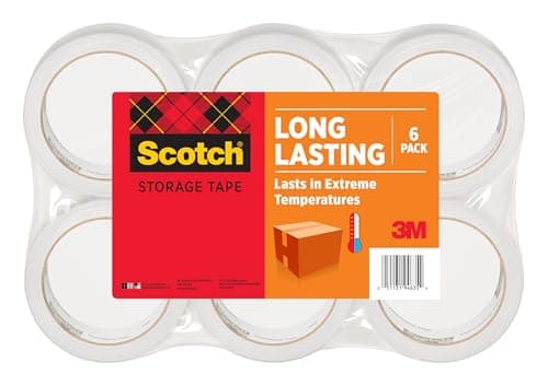 Scotch Long Lasting Storage Packing Tape Rolls, Clear, Storage Tape Withstands Extreme Temperatures, 1.88 in x 54.6 yd, 6 Refill Rolls