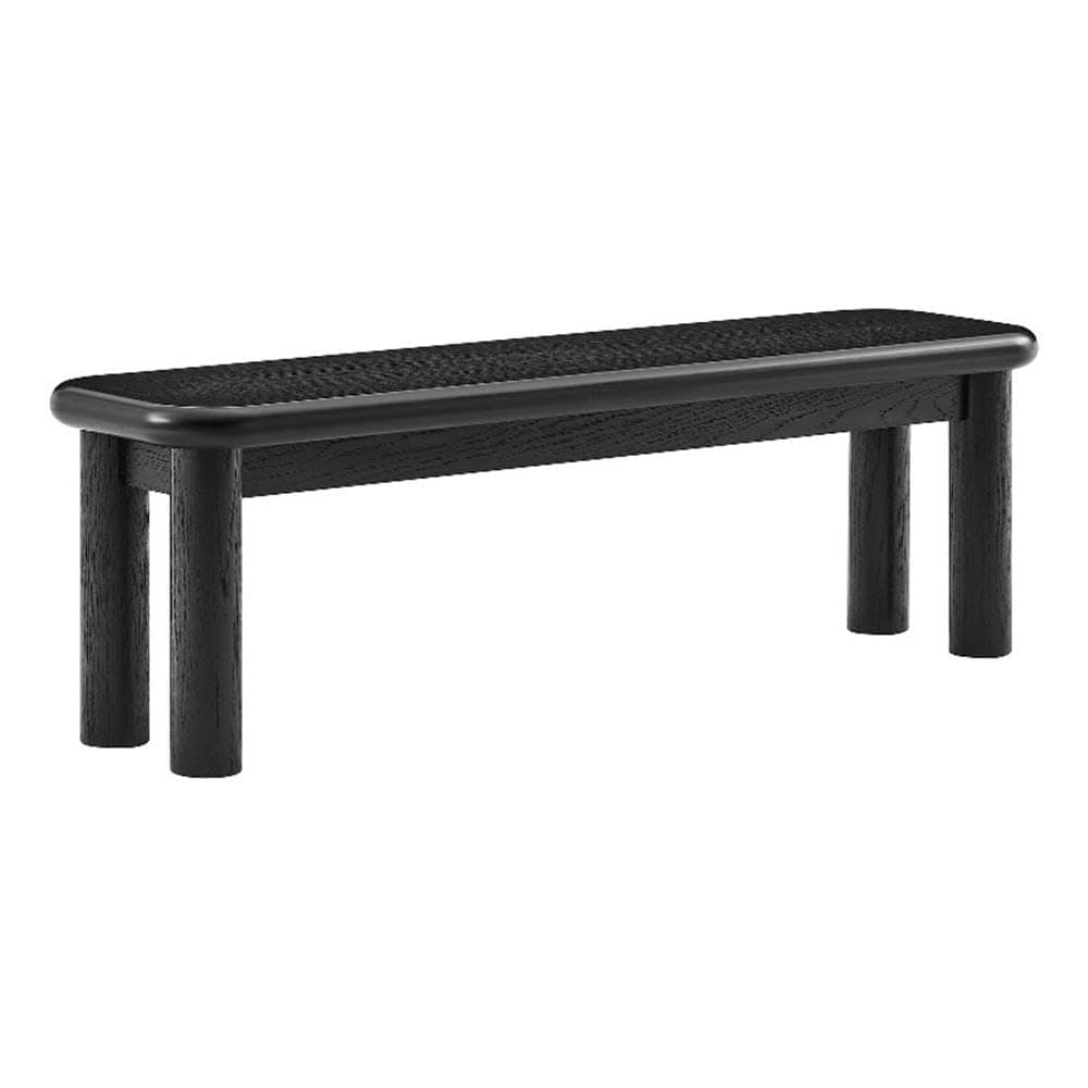 Modway Alvia 58 Inch Dining Bench in Black – Rectangular Wood Bench for Dining Table or Entryway