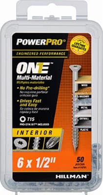 Hillman Fasteners 240653 6 x 0.5 in. Interior Flat Head One Screw - Zinc44; Pack of 50