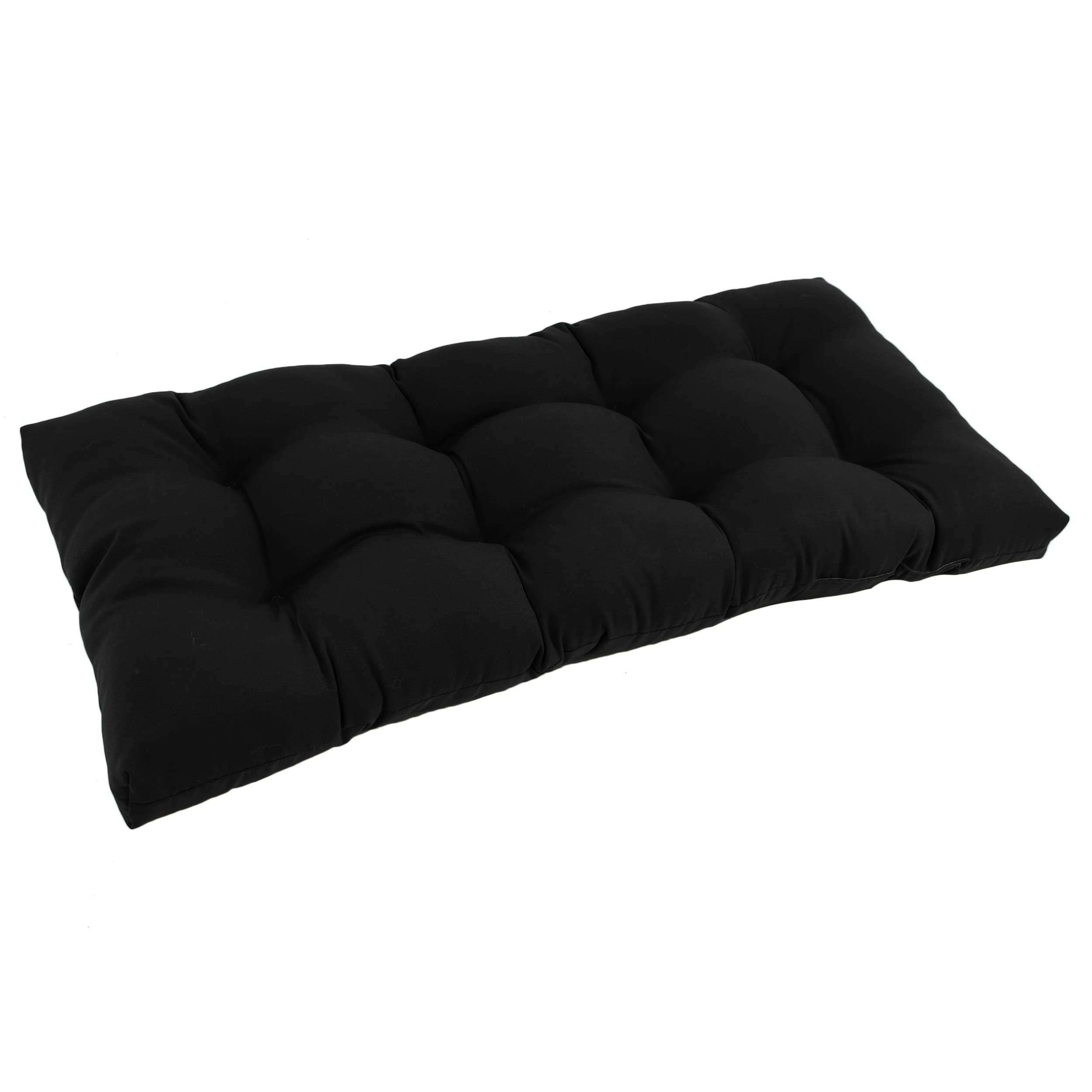 Blazing Needles Twill Square Tufted Loveseat Cushion, 42" x 19", Black