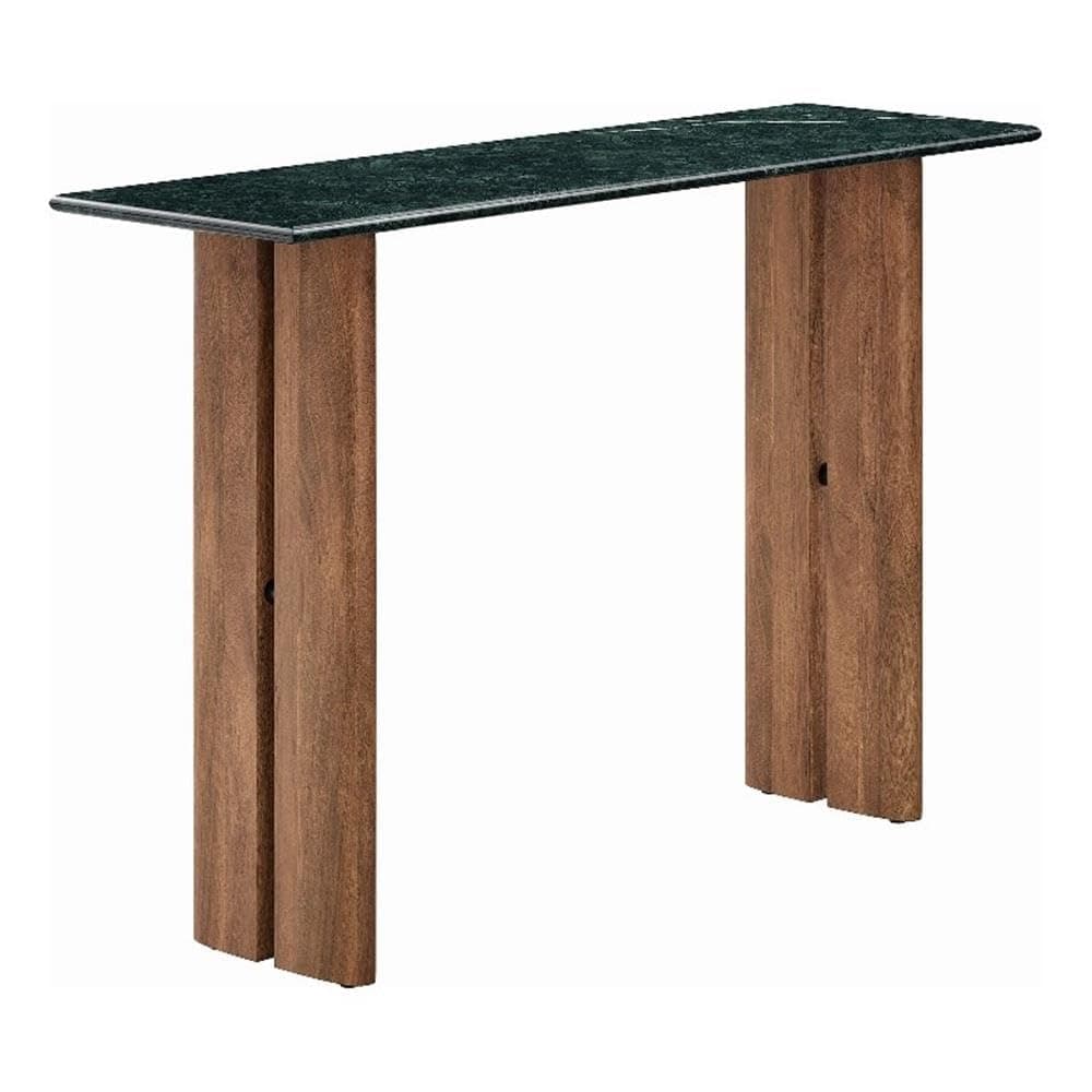 Modway Amistad Marble Console Table in Walnut Green Marble – Rectangular 46 Inch Entryway Hallway Table with Mango Wood Base