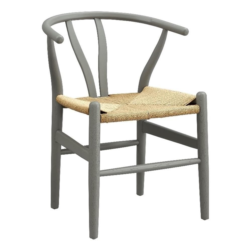 Modway Amish Wood Rope Dining Room Chair in Light Gray - 29 Inch Tall Solid Elm Wood Accent Armchair - Mid Century Modern Open Back Kitchen Chair with Woven Seat