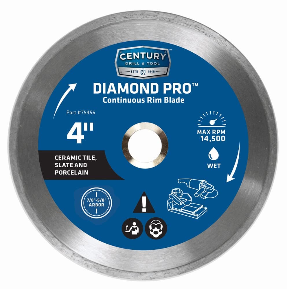 Century Drill & Tool 75456 Professional Continuous Rim Diamond Saw Blade, 4"