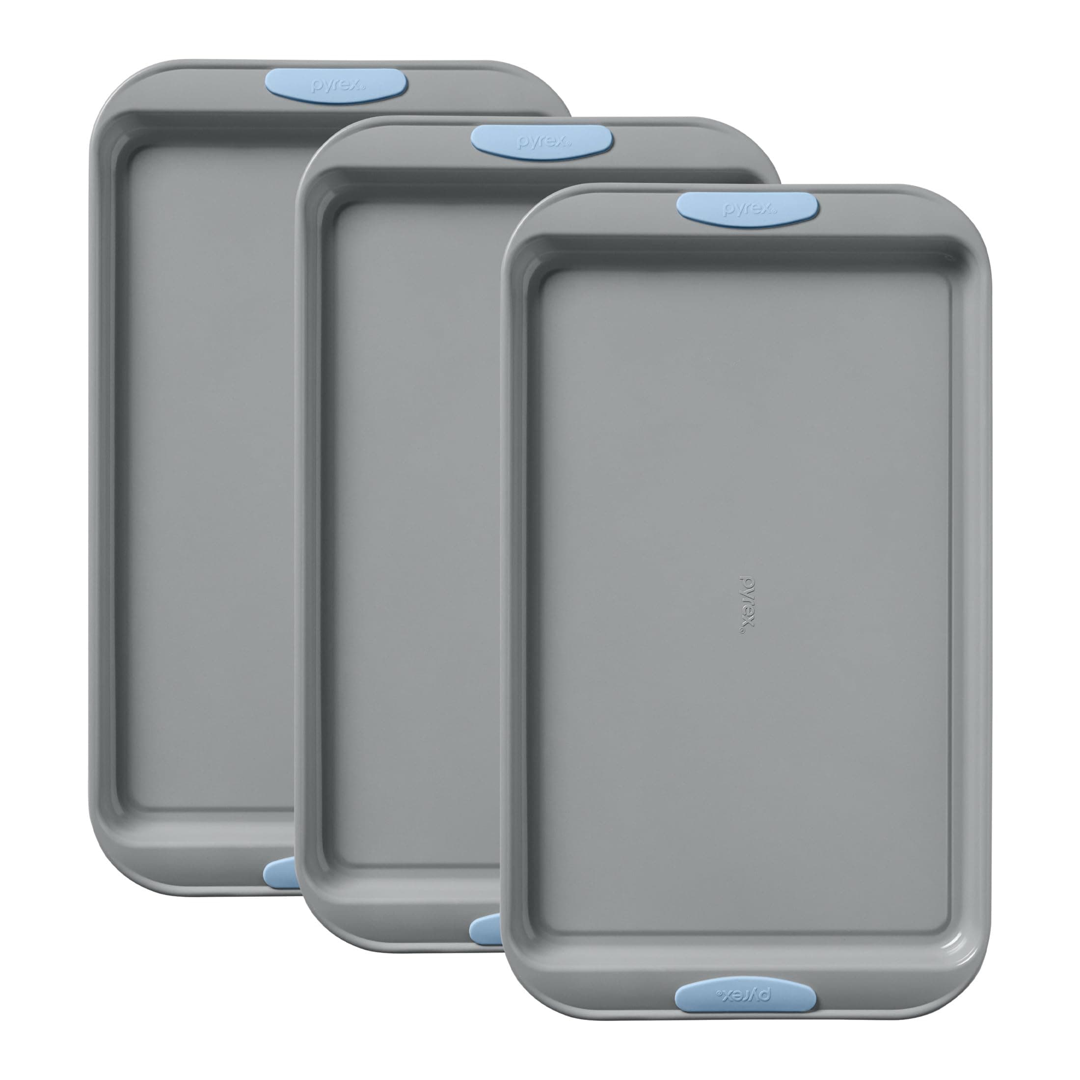 Pyrex 3-Piece Metal Cookie Sheet Bakeware Set, Cerulean