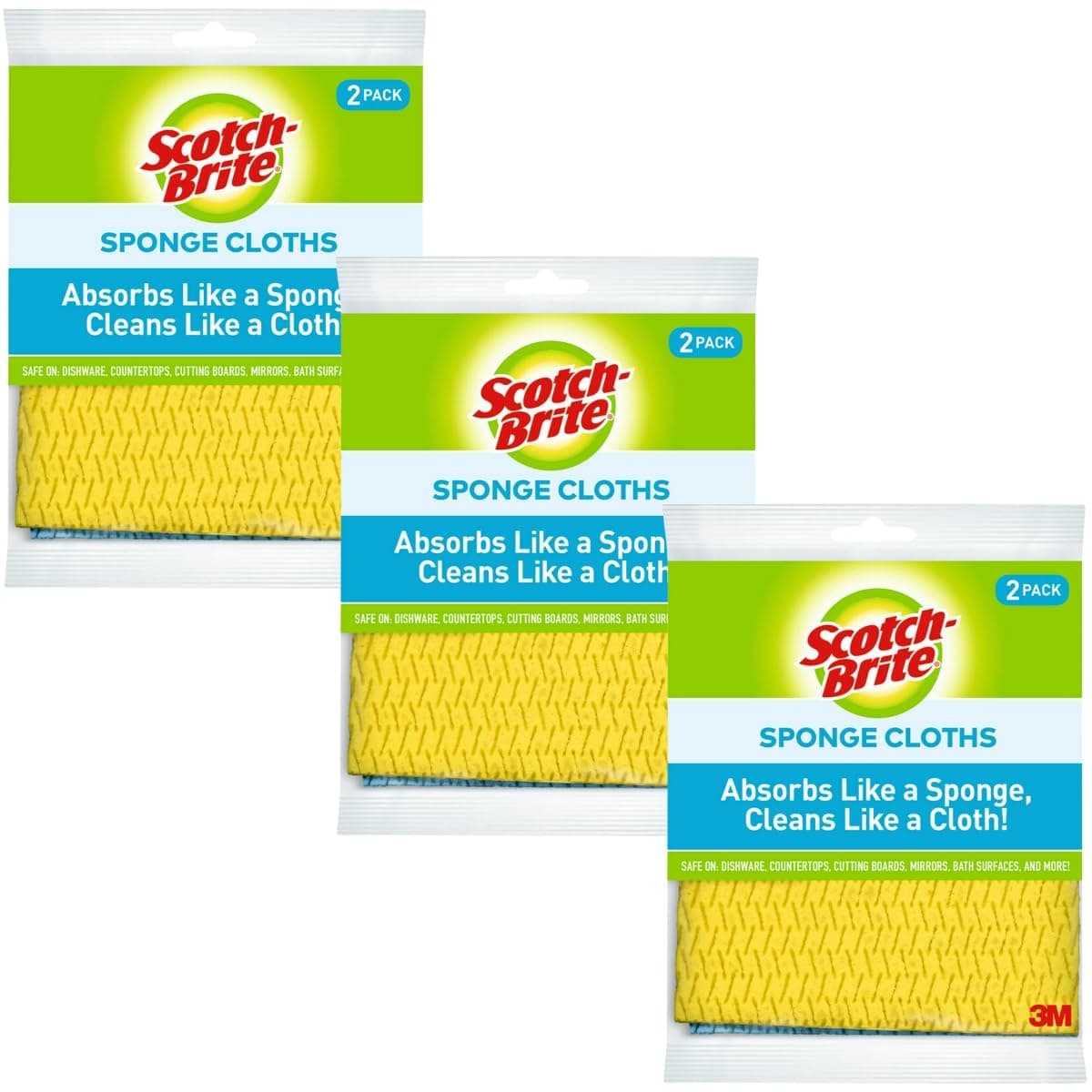 Scotch-Brite Sponge Cloth, 2 Count (Pack of 6)