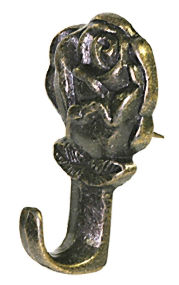Hillman 122292 Rose Push Pin Hangers, Antique Brass, Pack of 10