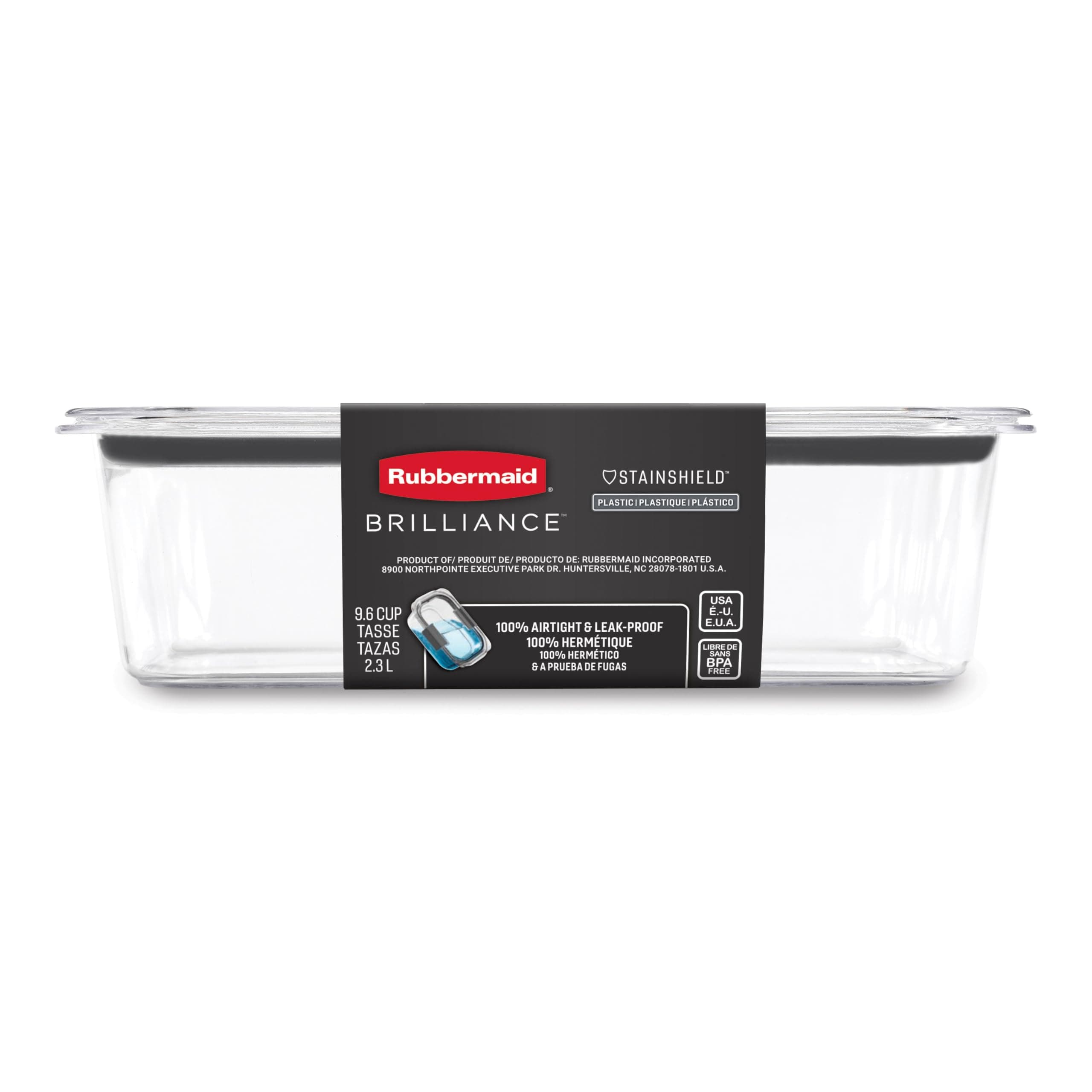 Rubbermaid Brilliance Large Food Storage Container | BPA-Free Airtight Food Storage Container | 2.3 L (9.6 Cup)
