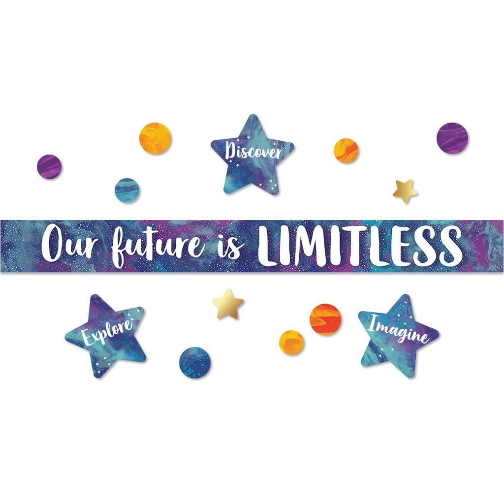 Carson Dellosa Galaxy 28 pc Bundle Motivational Bulletin Board Set, Planets, Star Cutouts and More Space Decorations With Positive Affirmations for Classroom Decor