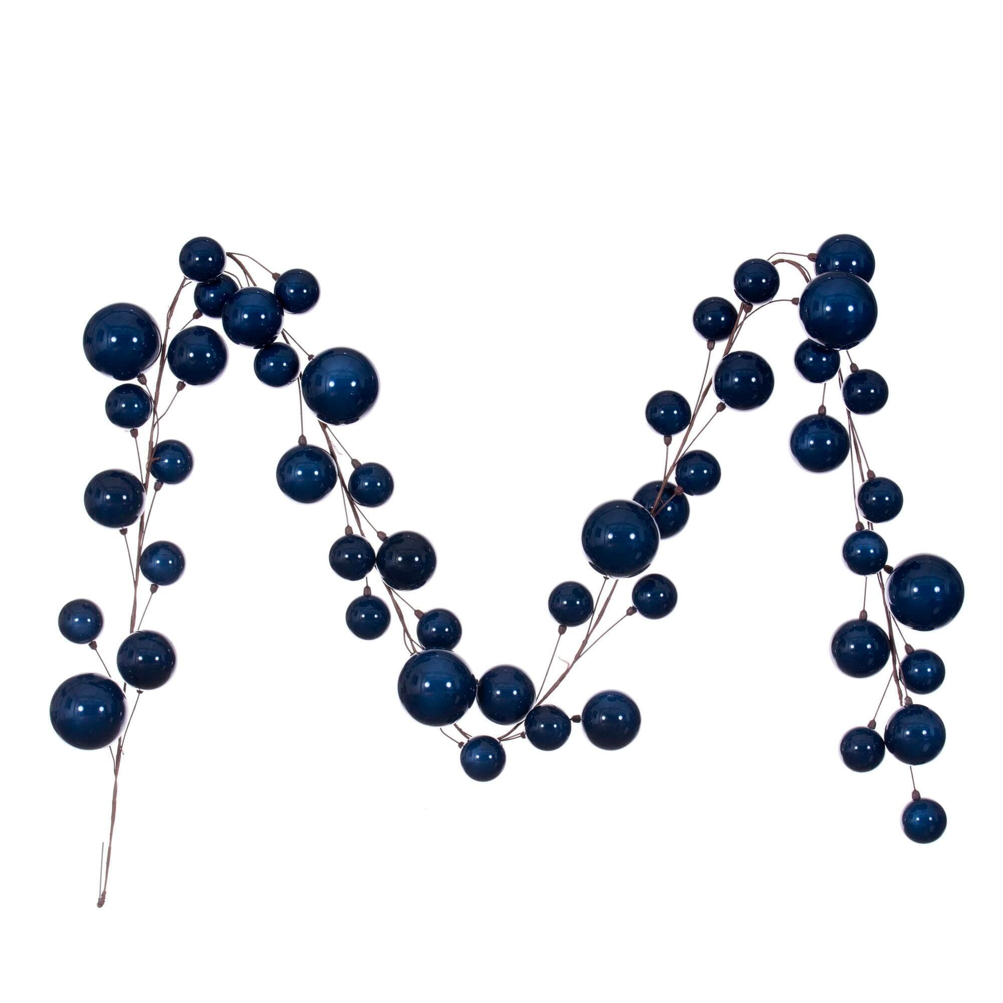 Vickerman 10' Midnight Blue Pearl Branch Ball Wire Garland.