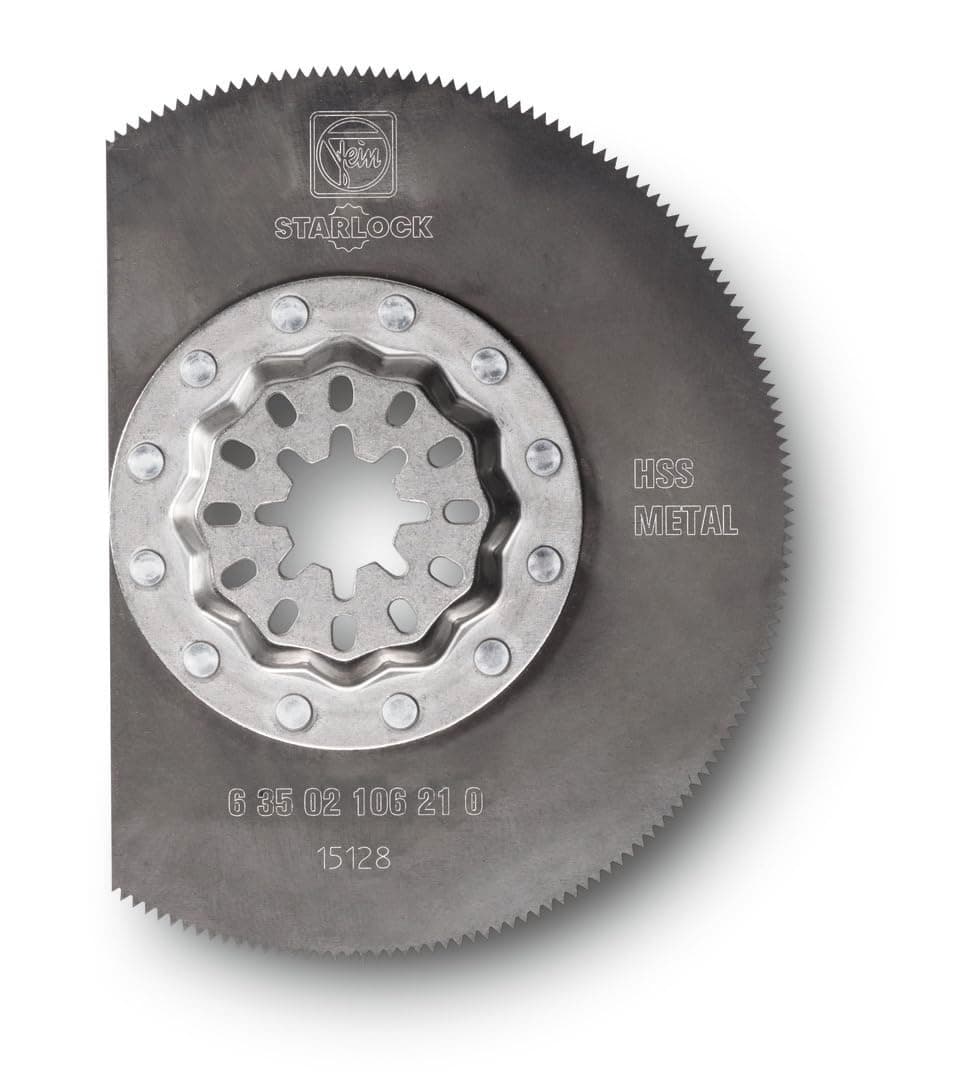 Fein Solid Segmented High Speed Steel Circular Saw Blade with Metal Toothing for Plastics, Fiberglass and Wood - StarLock Mount, 3-11/32" Diameter - 63502106210
