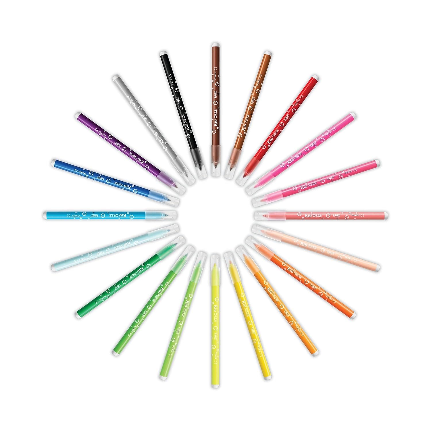 BIC Kids Markers, Ultra Washable, Durable Case, Long-Lasting, Bullet Tip (2.8mm), Assorted Colors, 20-Pack
