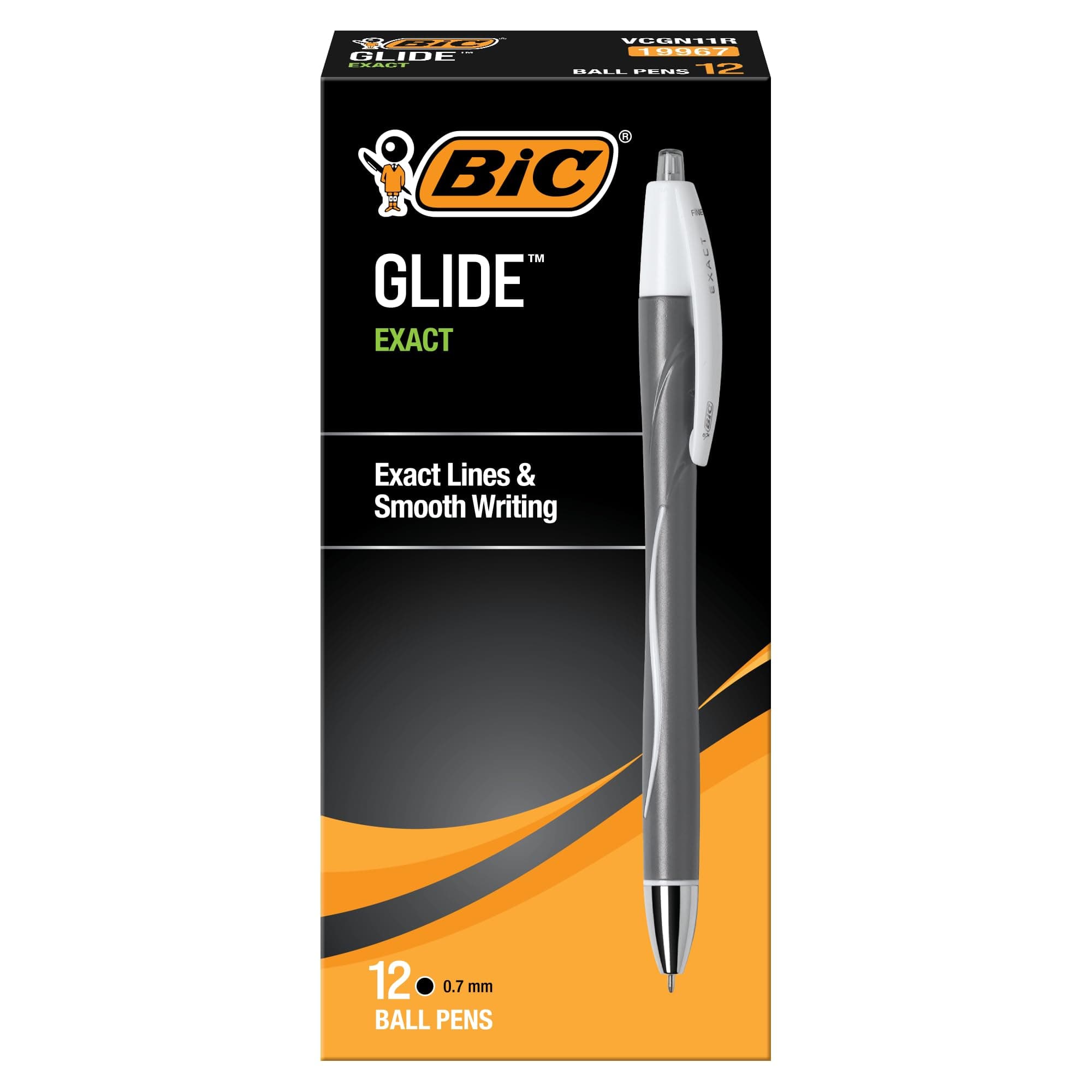 BIC Atlantis Exact Ball Pens Retractable Black Medium Point Dozen Box