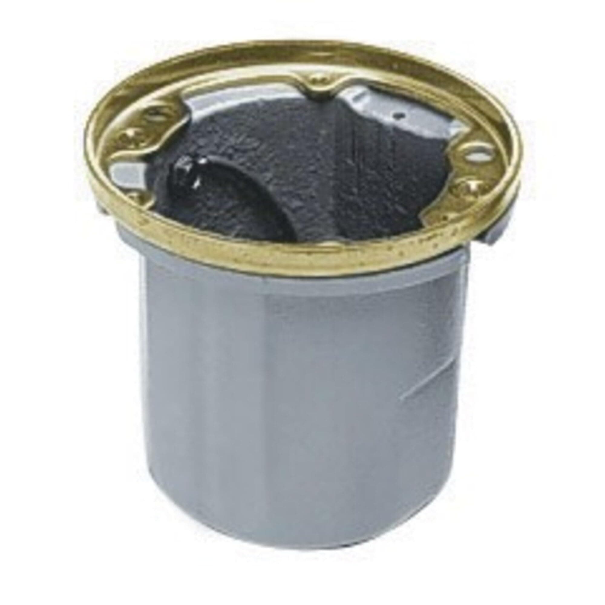 Hubbell Wiring Systems B2588 Cast Iron Round Wooden Floor Box with Brass Collar, 1 Gang, 18.5 Cubic Inches Capacity, 1/2" Bottom, 4-3/32" Diameter x 3-21/32" Height