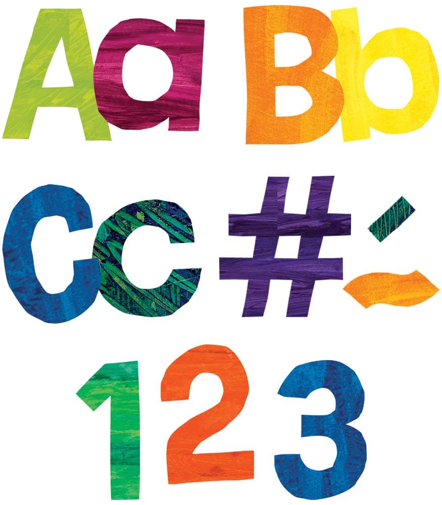 World of Eric Carle 219 Colorful Bulletin Board Letters for Classroom, Eric Carle Numbers & Letters Bulletin Board Cutouts, Colorful Cutouts for Bulletin Board, Cork Board, Chalkboard, Classroom Décor