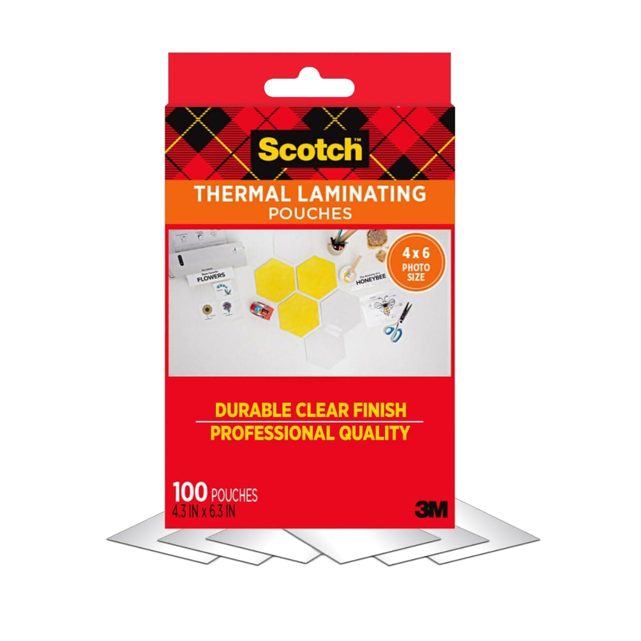 Scotch Thermal Pouches, Photo, 4 in x 6 in, 100 Count