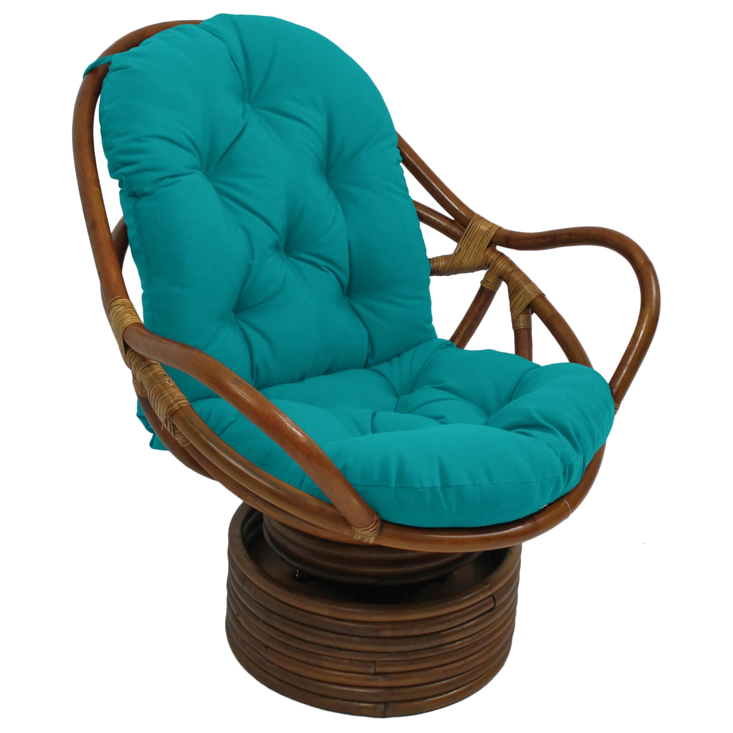 Blazing Needles Solid Outdoor Spun Polyester Swivel Rocker Cushion, 48" x 24", Aqua Blue
