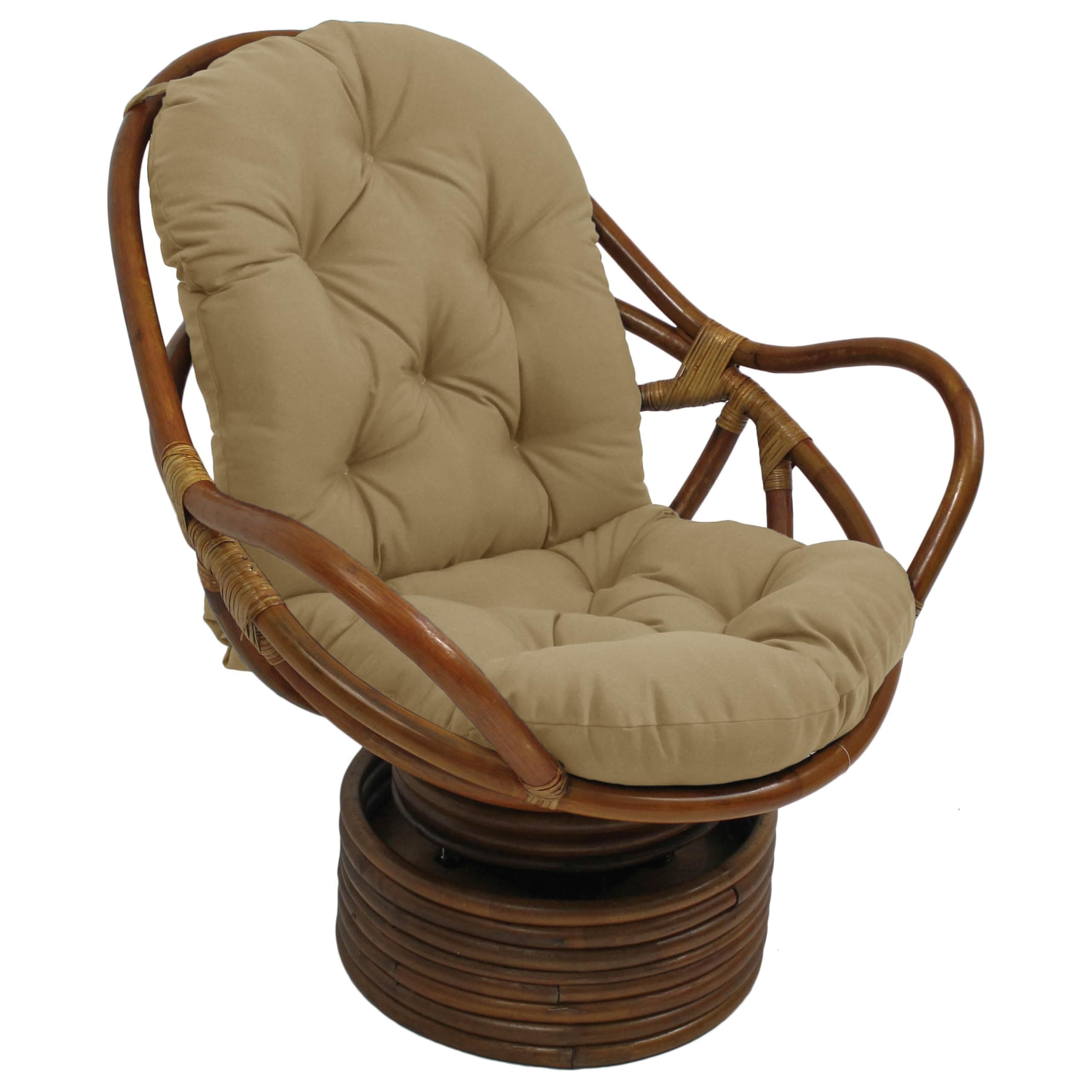 Blazing Needles Solid Outdoor Spun Polyester Swivel Rocker Cushion, 48" x 24", Sandstone