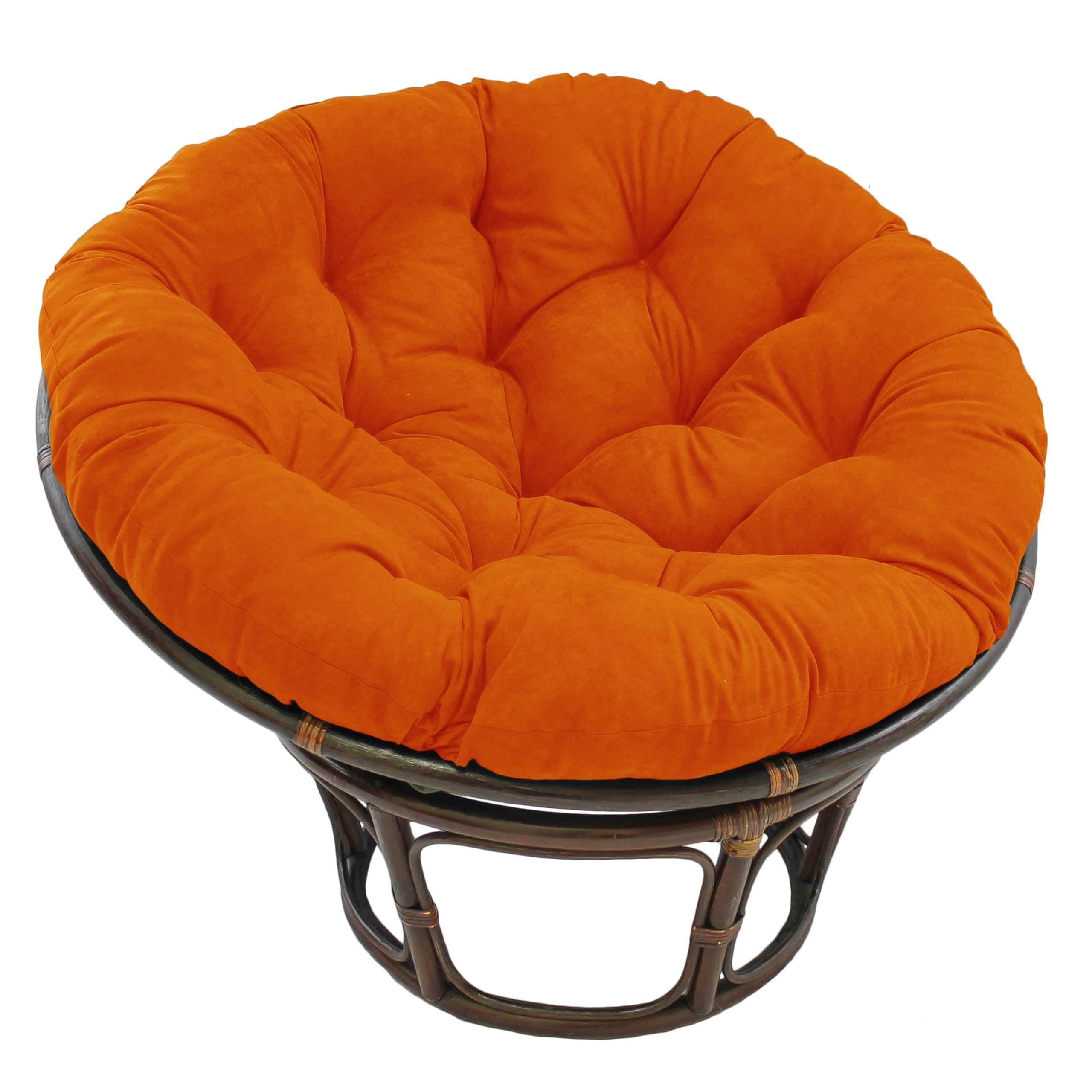Blazing Needles Solid Microsuede Papasan Chair Cushion, 48" x 6" x 48", Tangerine Dream