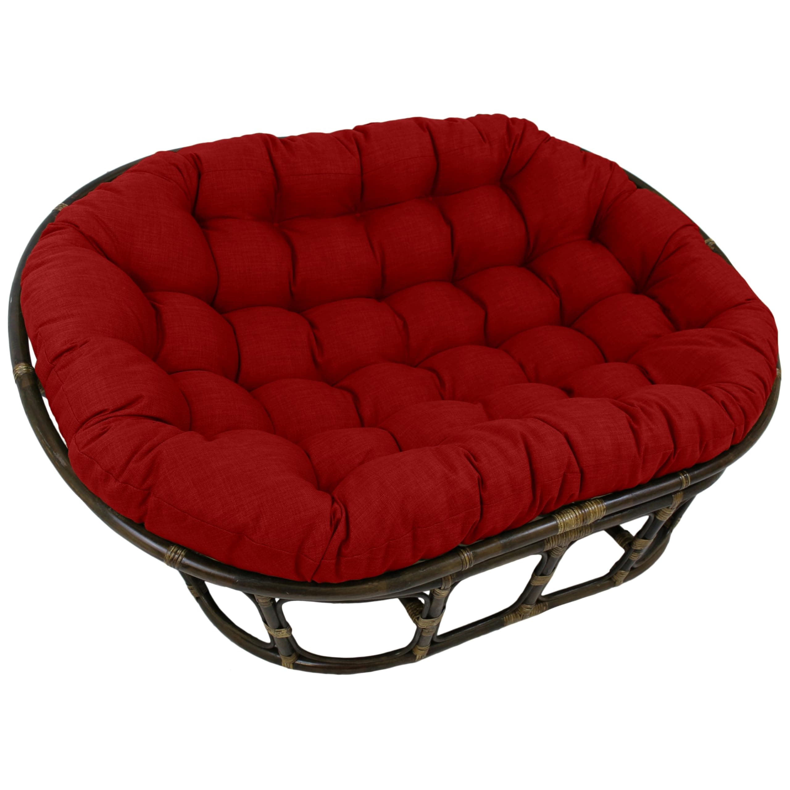 Blazing Needles Solid Outdoor Spun Polyester Double Papasan Cushion, 65" x 48", Paprika