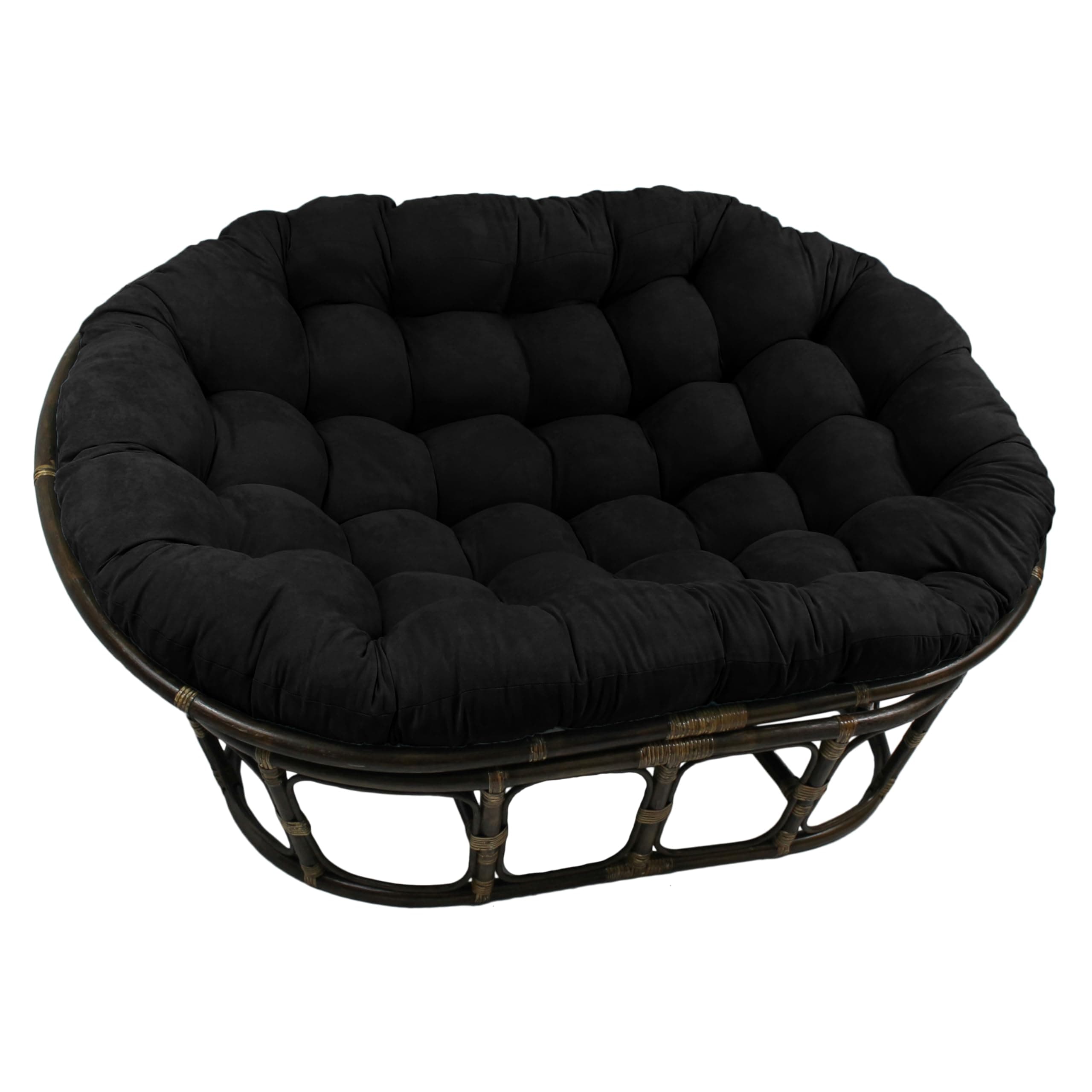 Blazing Needles Solid Microsuede Double Papasan Chair Cushion, 48" x 6" x 65", Black