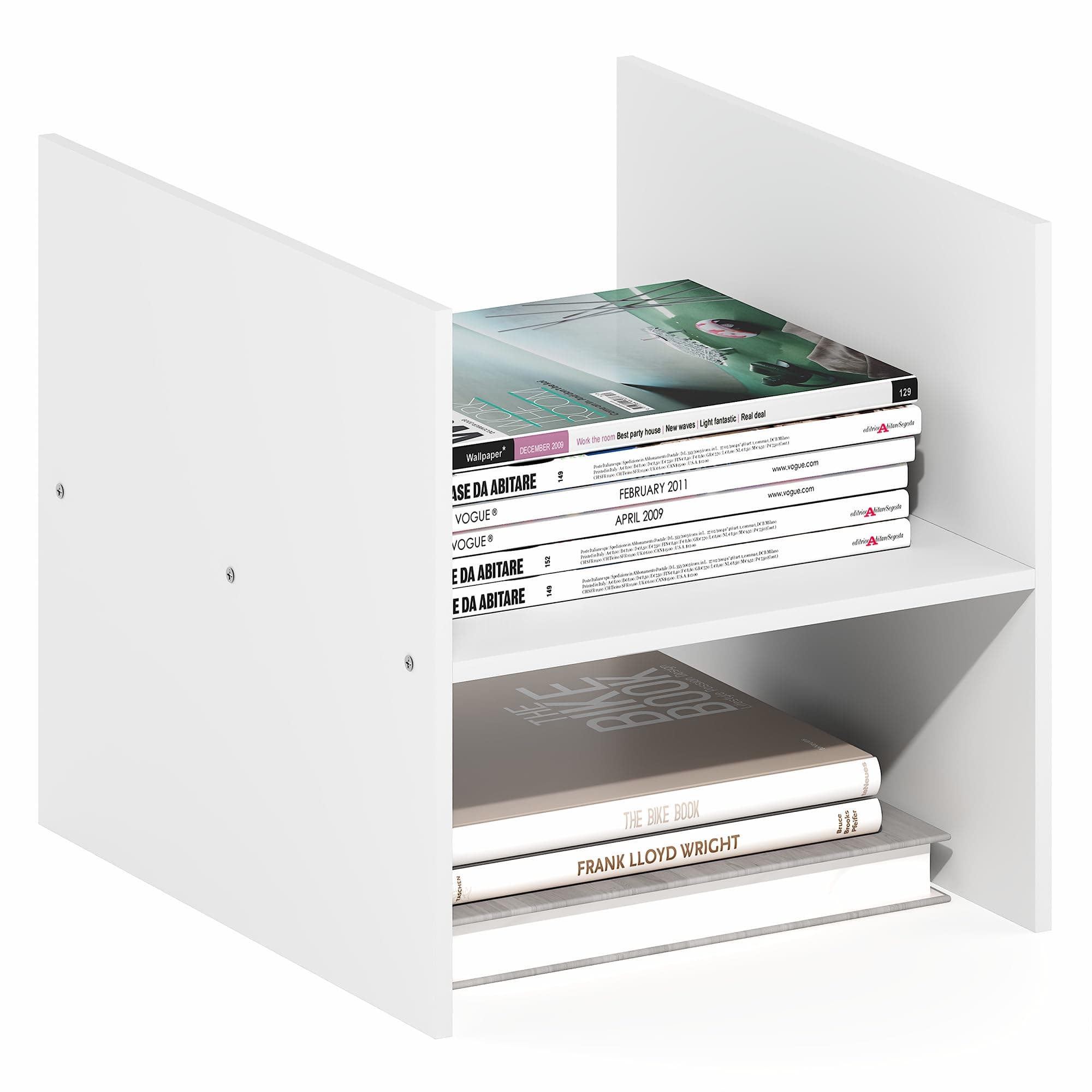 Furinno Cubicle Cube Insert, H-Shelf Cube Organizer, 2-Tier Shelf Accessory, Fits into Furinno Triple Thick Cubes, IKEA Kallax, for Organizers and Storage, White