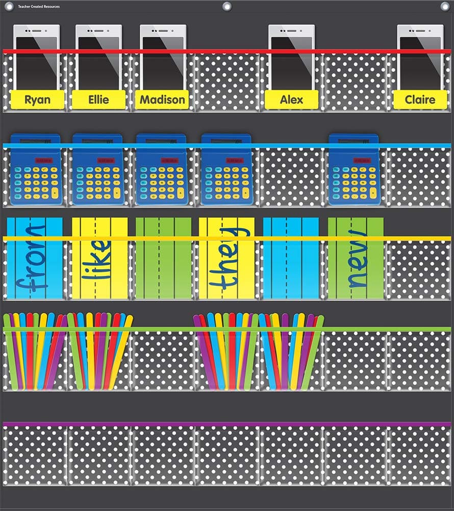 Teacher Created Resources Black Polka Dots Storage Pocket Chart (20750)