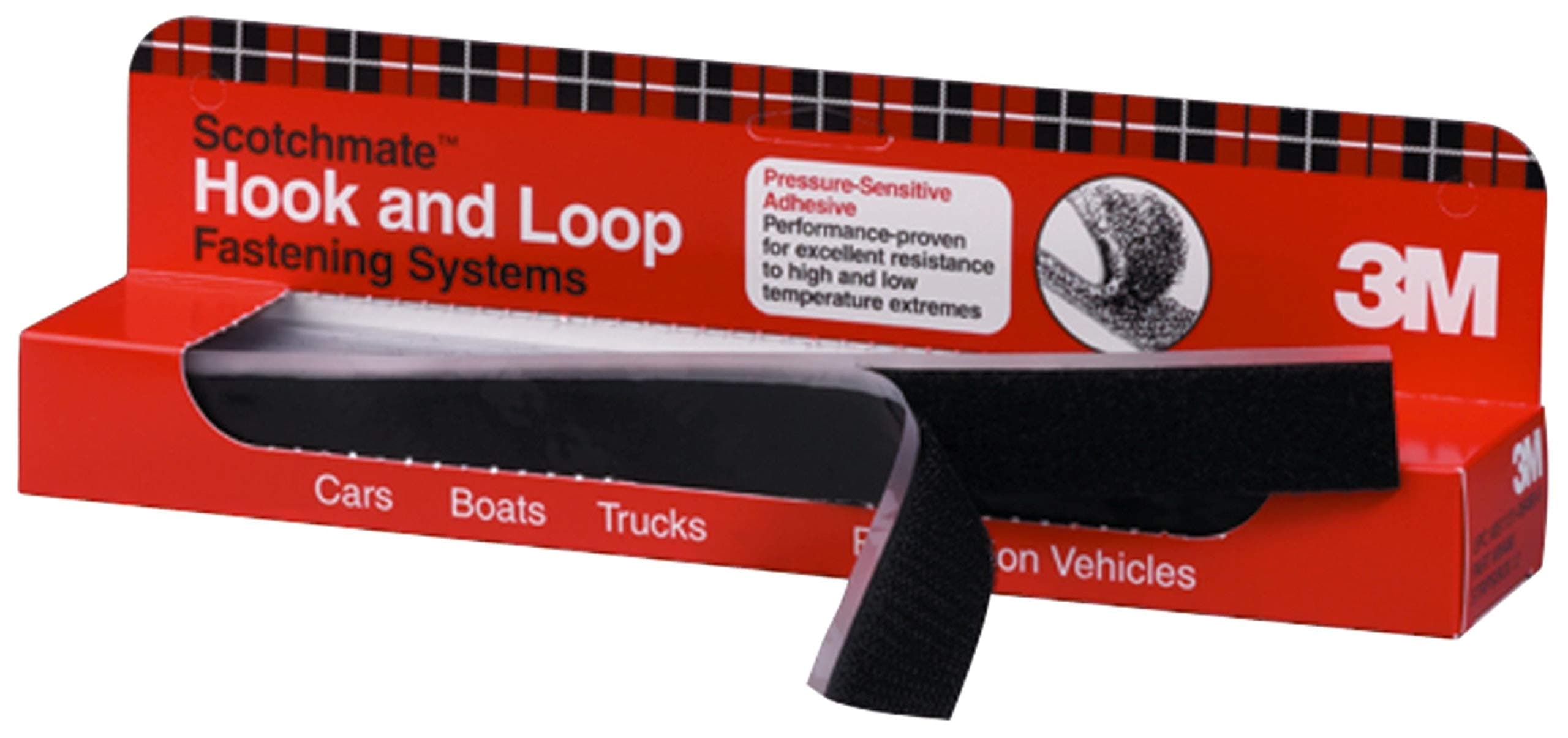 Scotch 3M Hook/Loop Fastener SJ3571/SJ3572, Black, 1 in x 12 in, mated Strips, PN06480